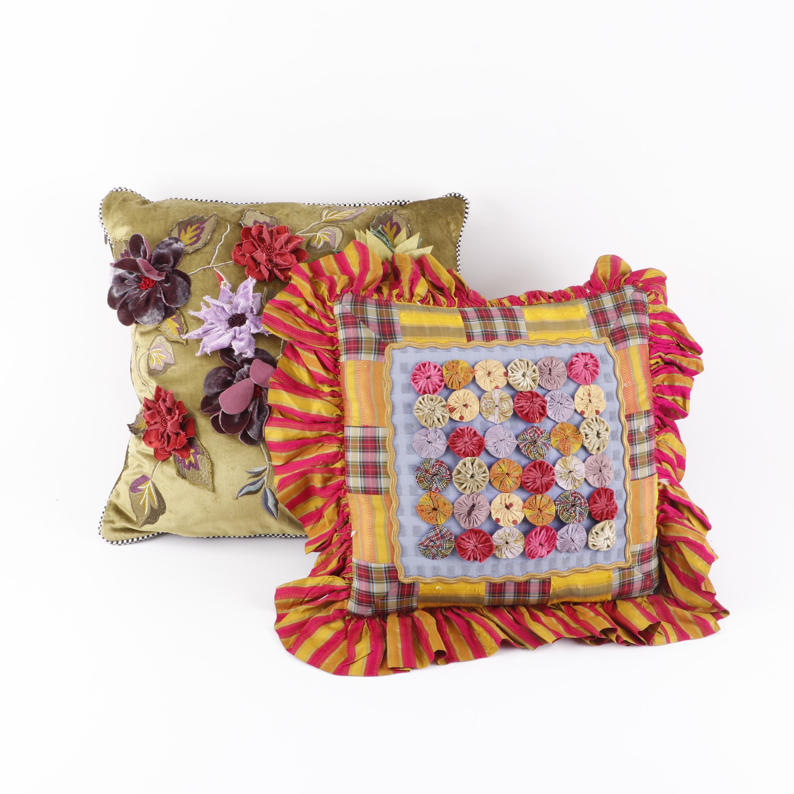 Mackenzie Childs Applique Throw Pillows Ebth