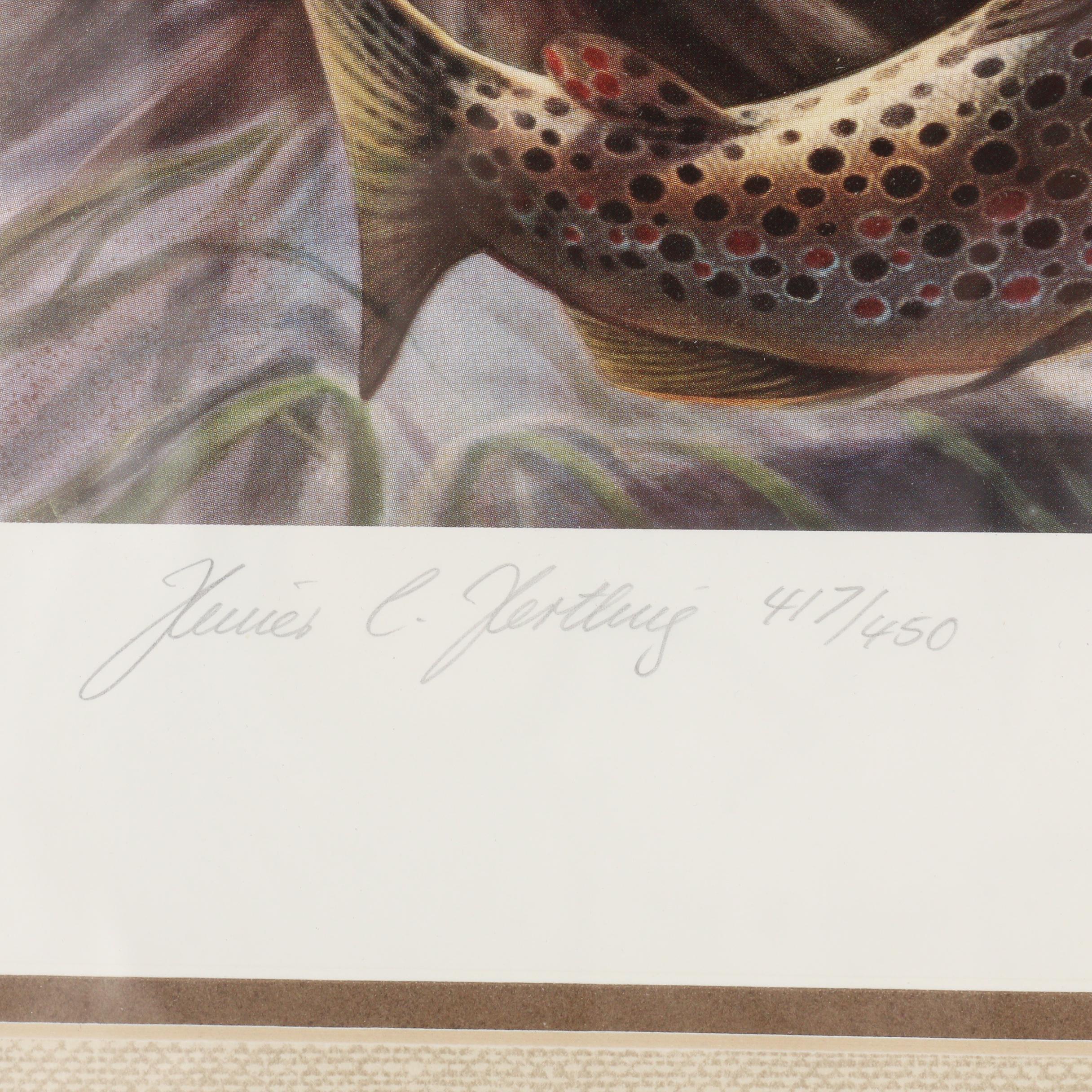 1984 Heiner C. Hertling Michigan Trout and Salmon Stamp Print and Stamp