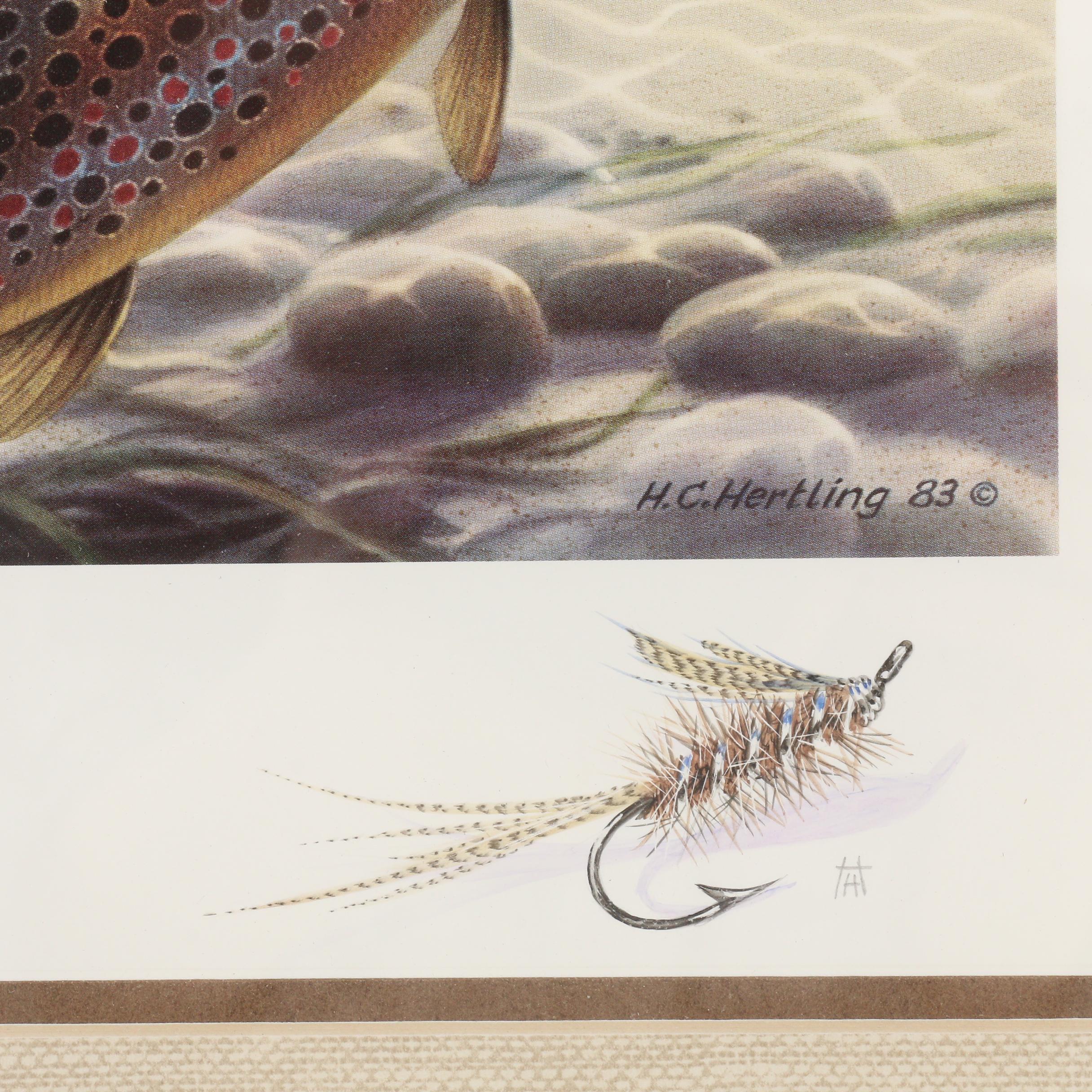 1984 Heiner C. Hertling Michigan Trout and Salmon Stamp Print and Stamp