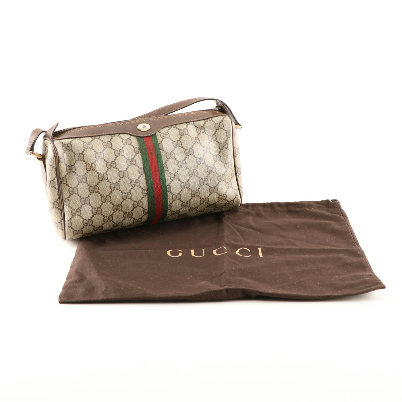 Gucci Accessory Collection Coated Canvas and Leather Web Stripe Crossbody Bag | EBTH