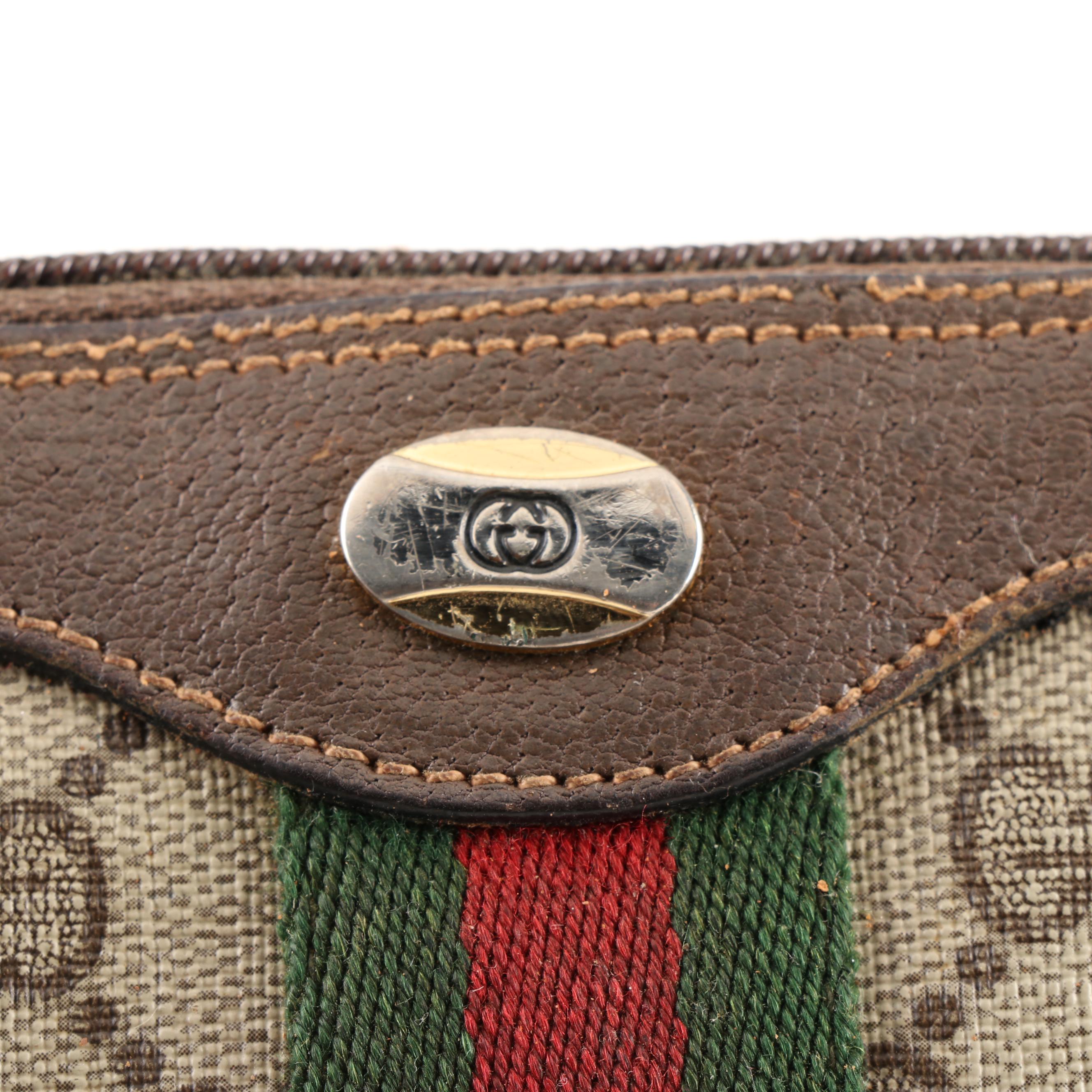 Gucci Accessory Collection Coated Canvas and Leather  Stripe Crossbody Bag EBTH