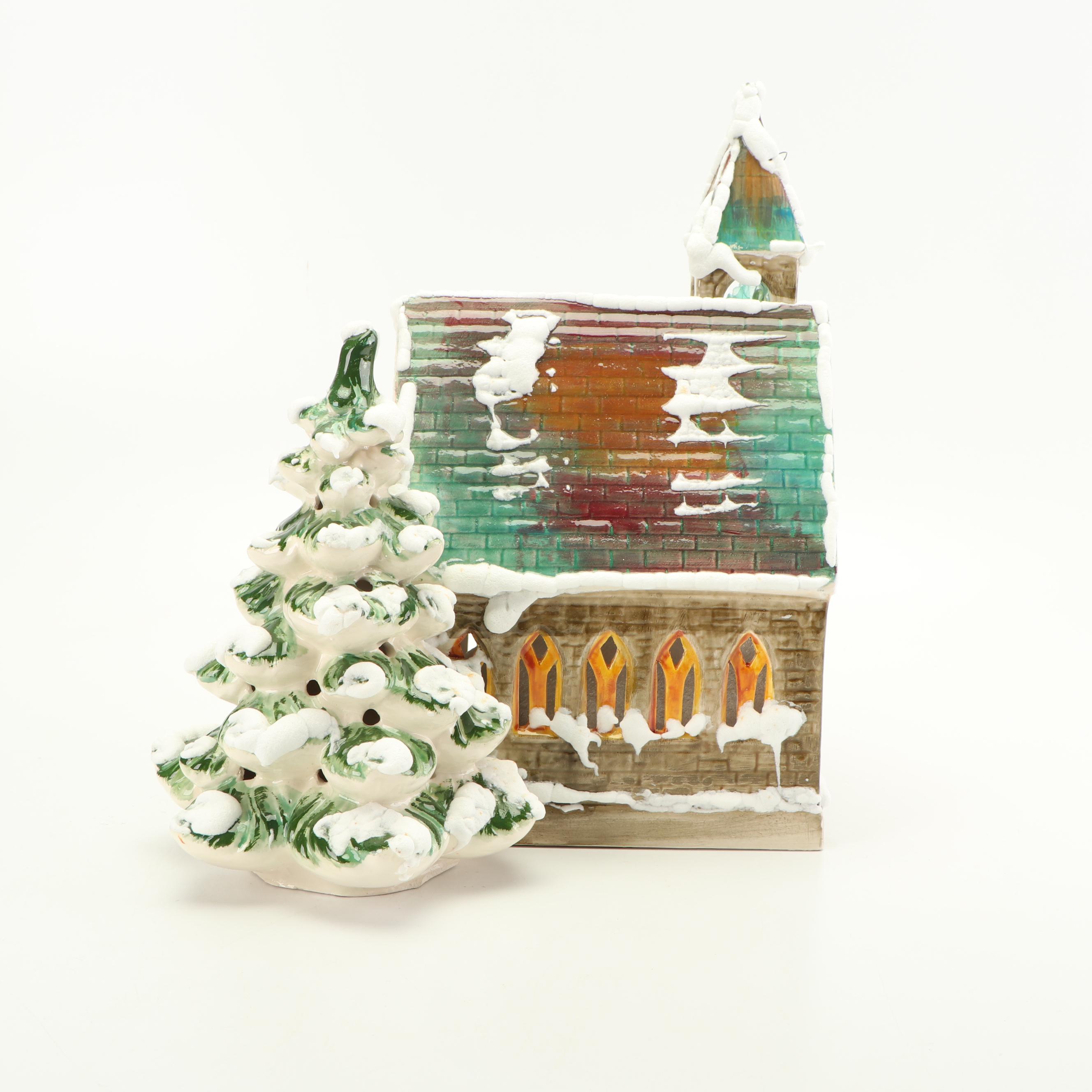 Hobbyist HandPainted Ceramic Lightup Church, 1976 EBTH