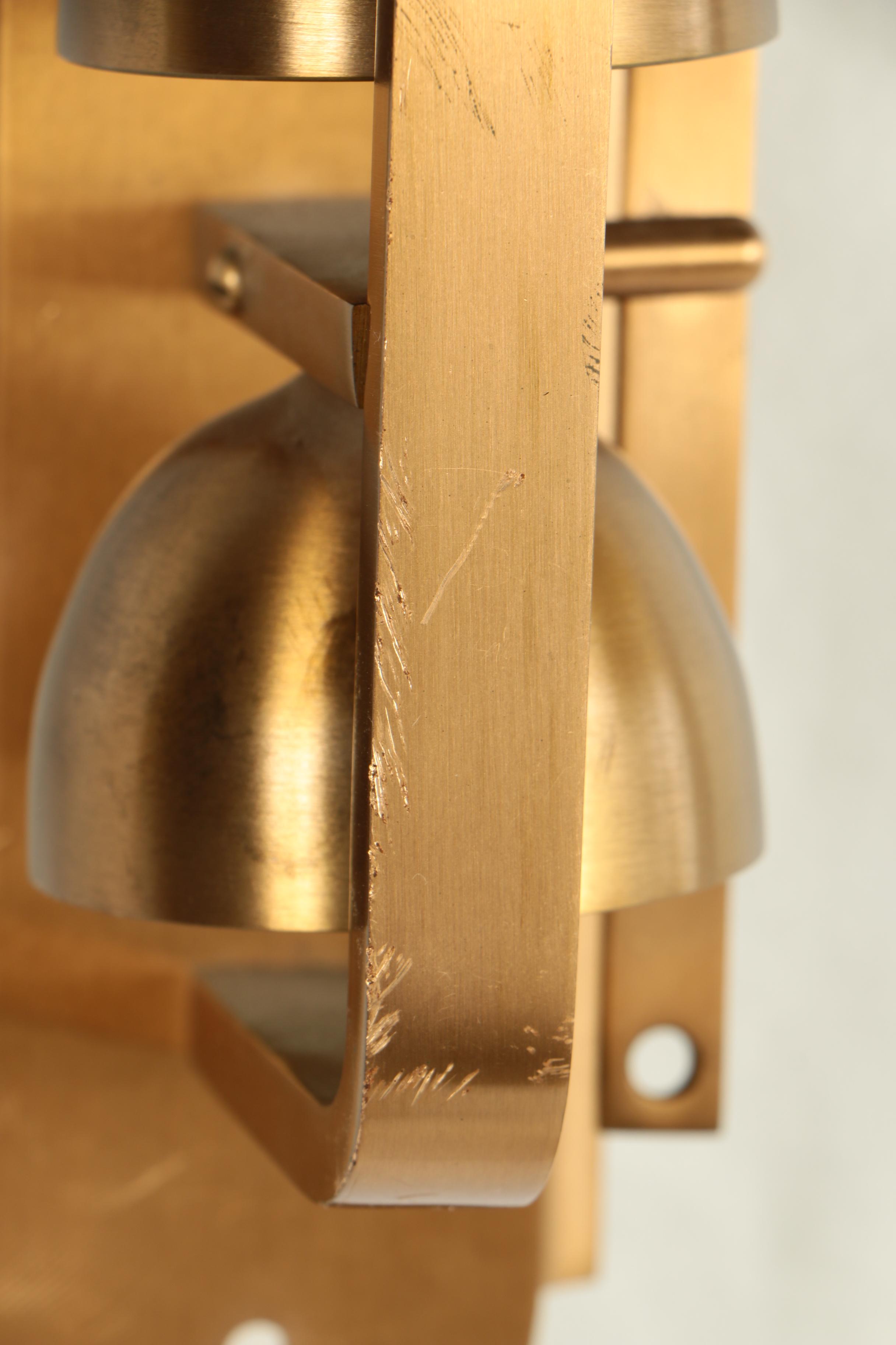 Triple Brass Bell Mount with Wall Banner EBTH