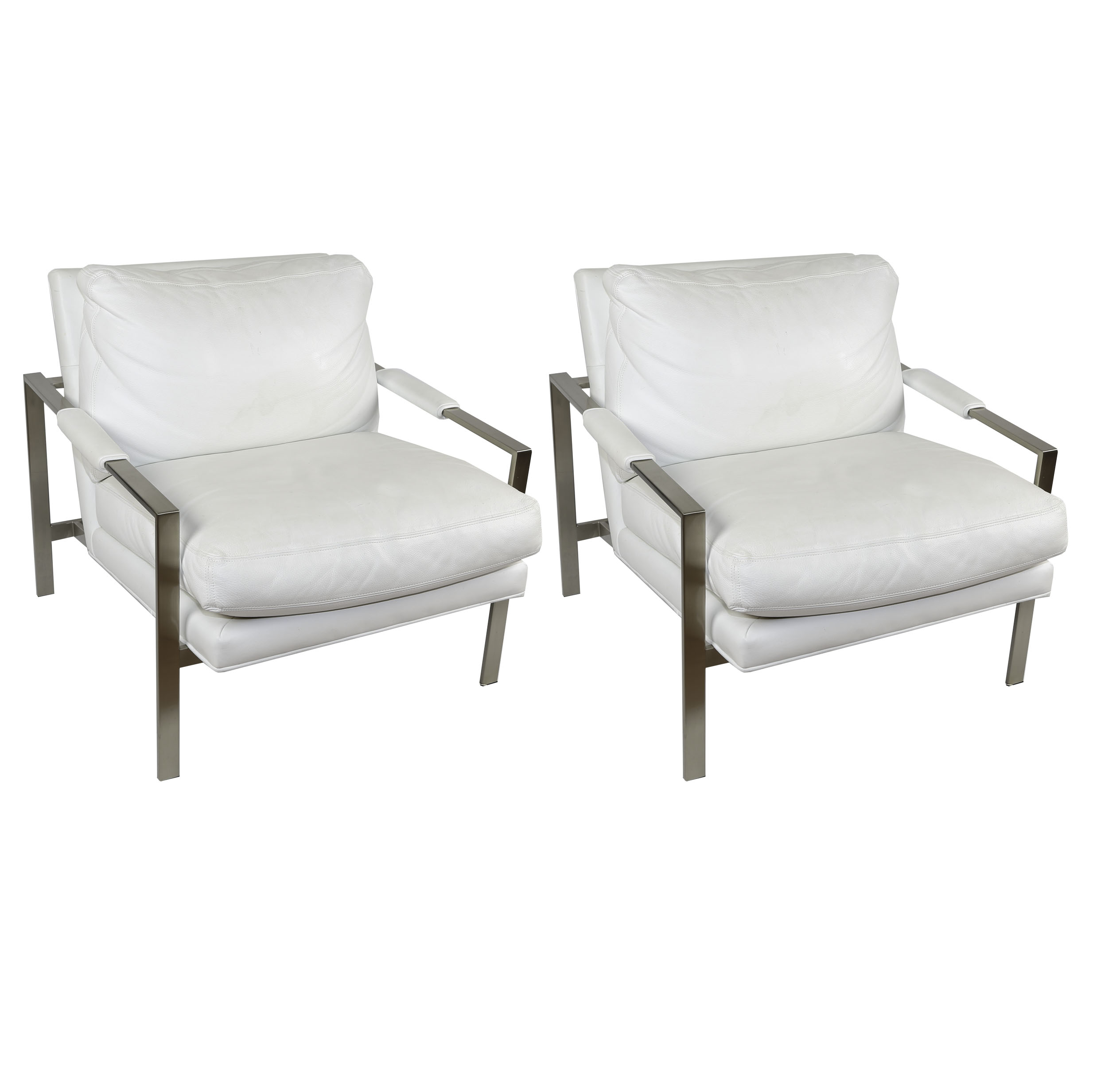 Leather And Chrome Armchairs After A Design By Milo Baughman For