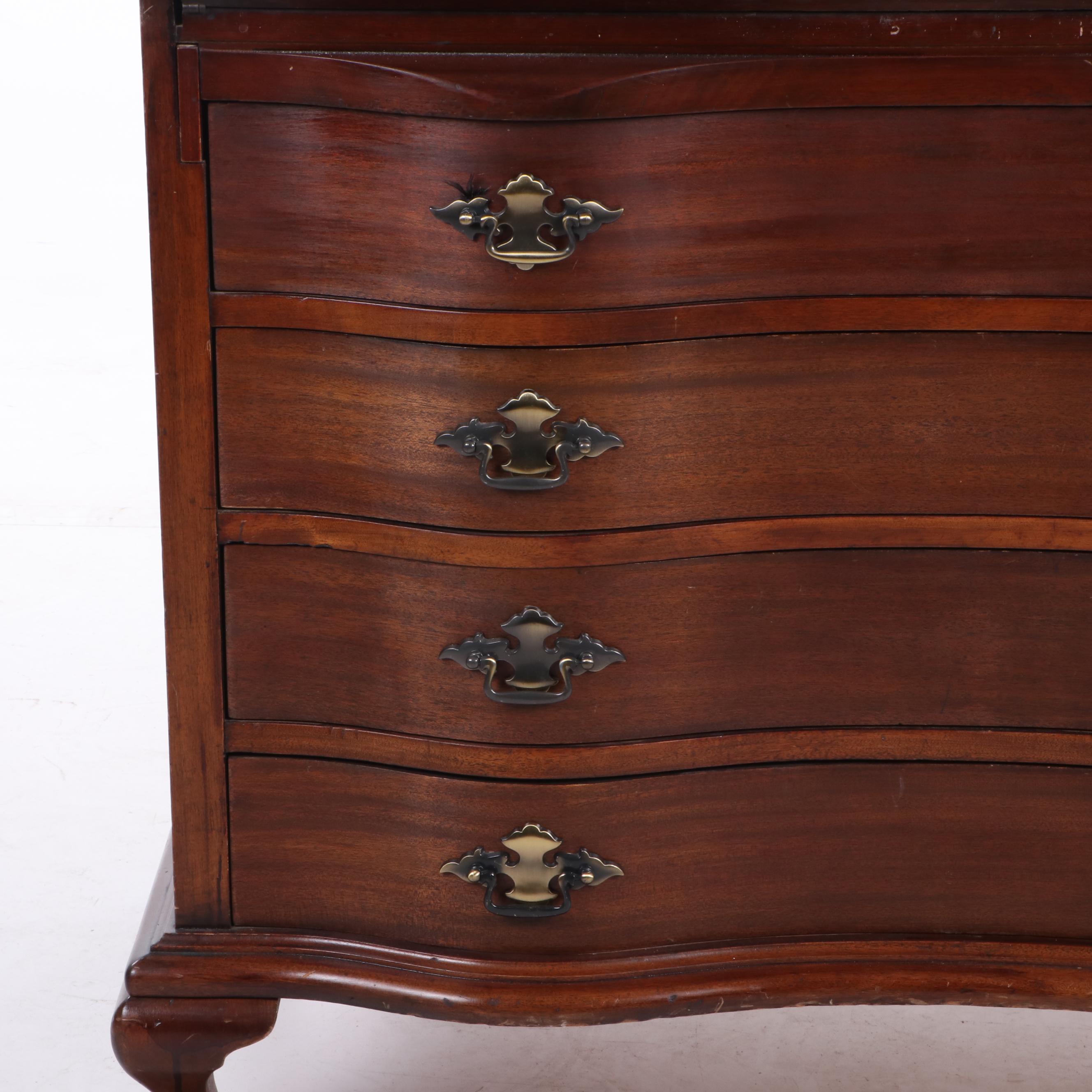 Maddox Tables Mahogany Finish Serpentine Secretary Desk, Mid20th