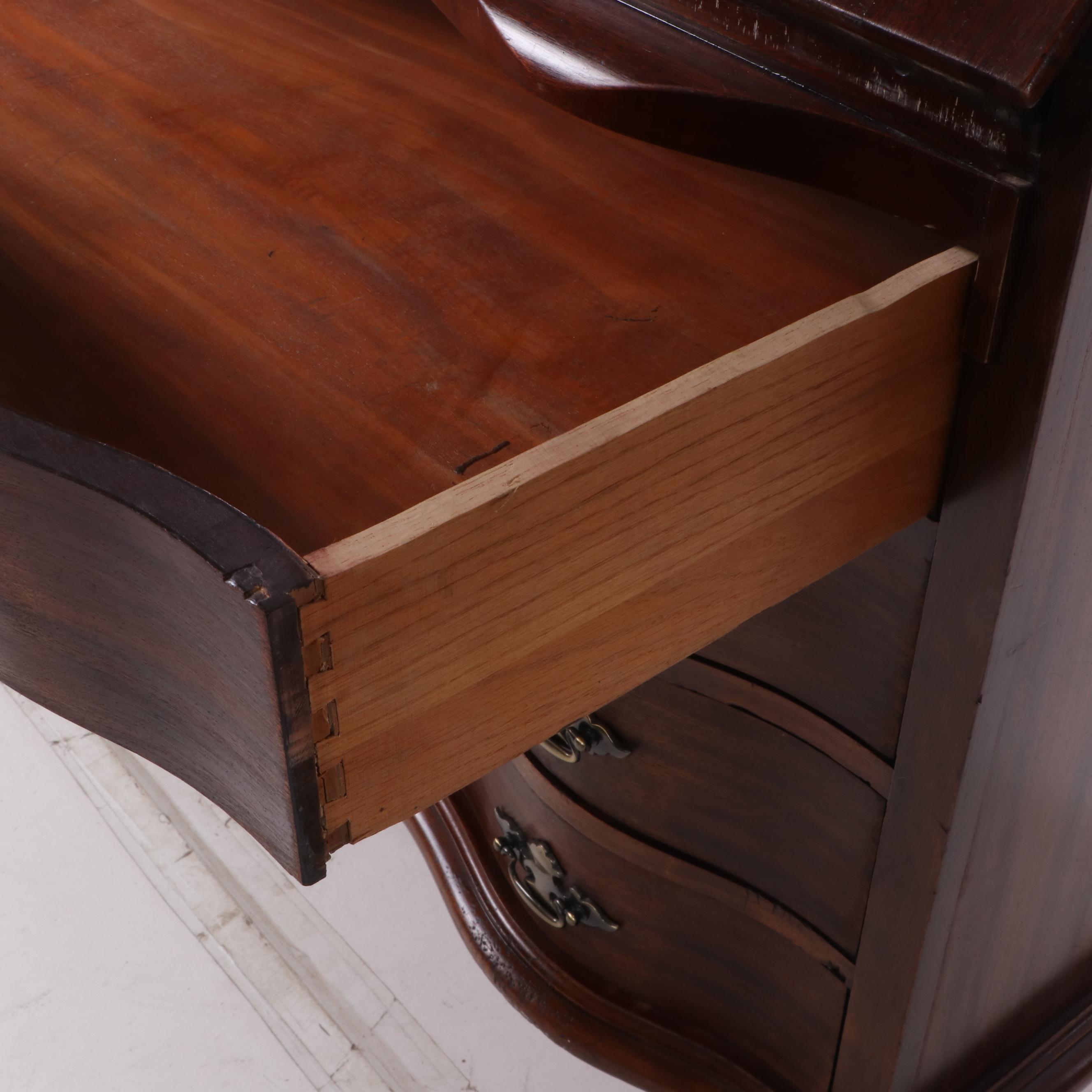 Maddox Tables Mahogany Finish Serpentine Secretary Desk, Mid20th