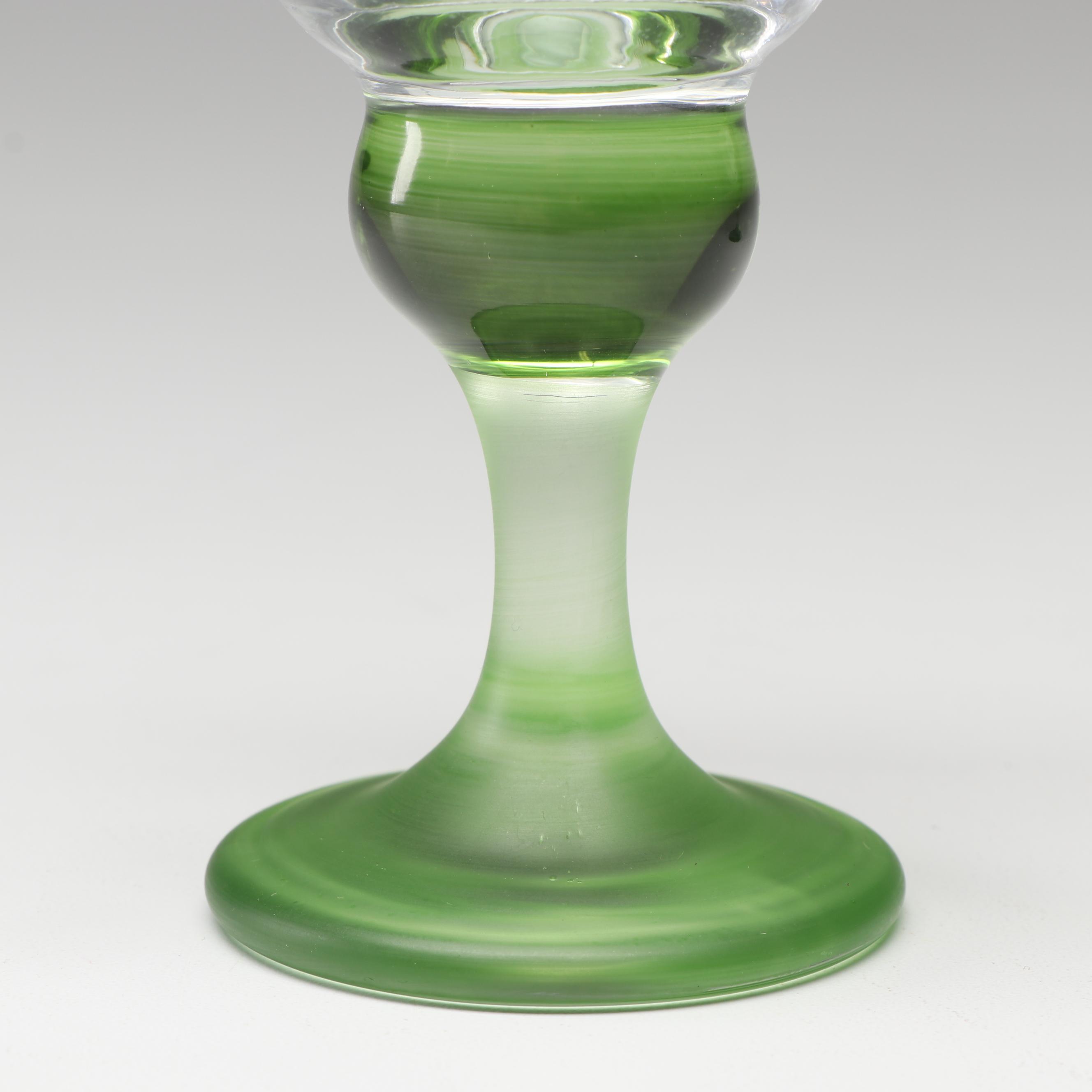Eamon Shamrock Wine Glasses with Frosted Green Stems EBTH