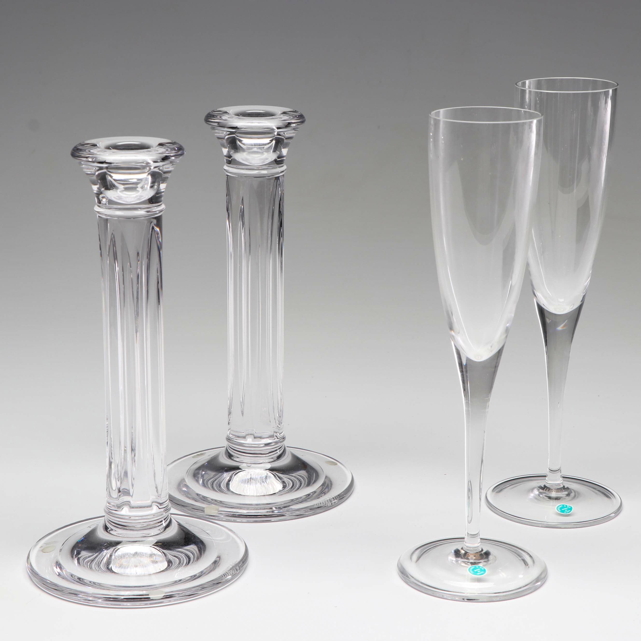 Tiffany & Co. Crystal Champagne Flutes and Candlesticks EBTH