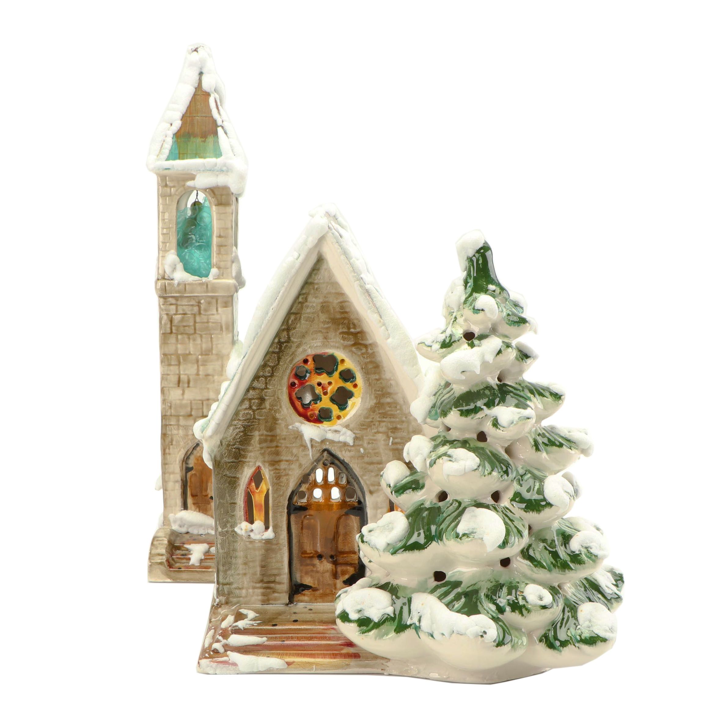 Hobbyist HandPainted Ceramic Lightup Church, 1976 EBTH