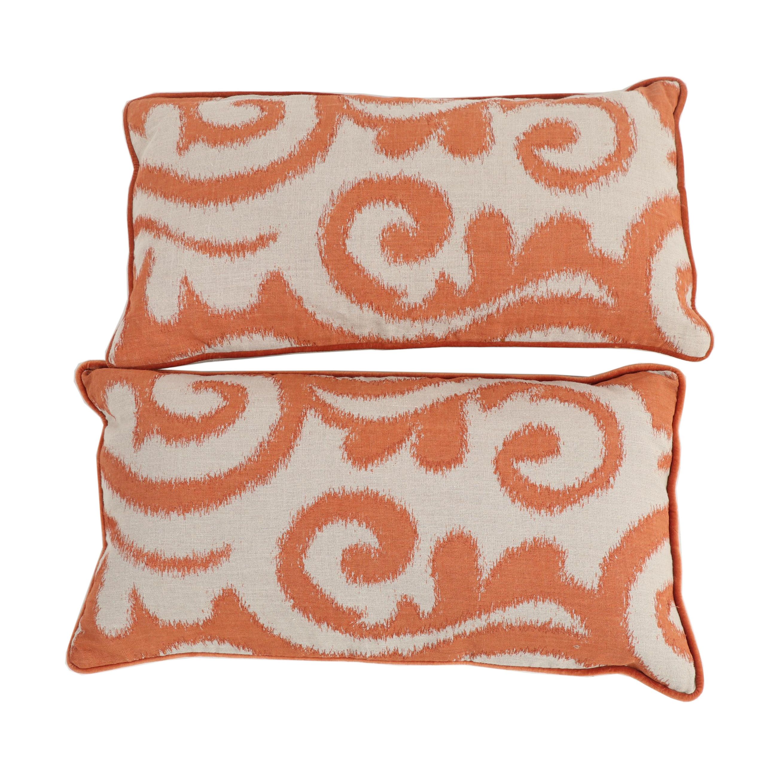 Villa By Classic Home Down Filled Linen Throw Pillows With Velvet