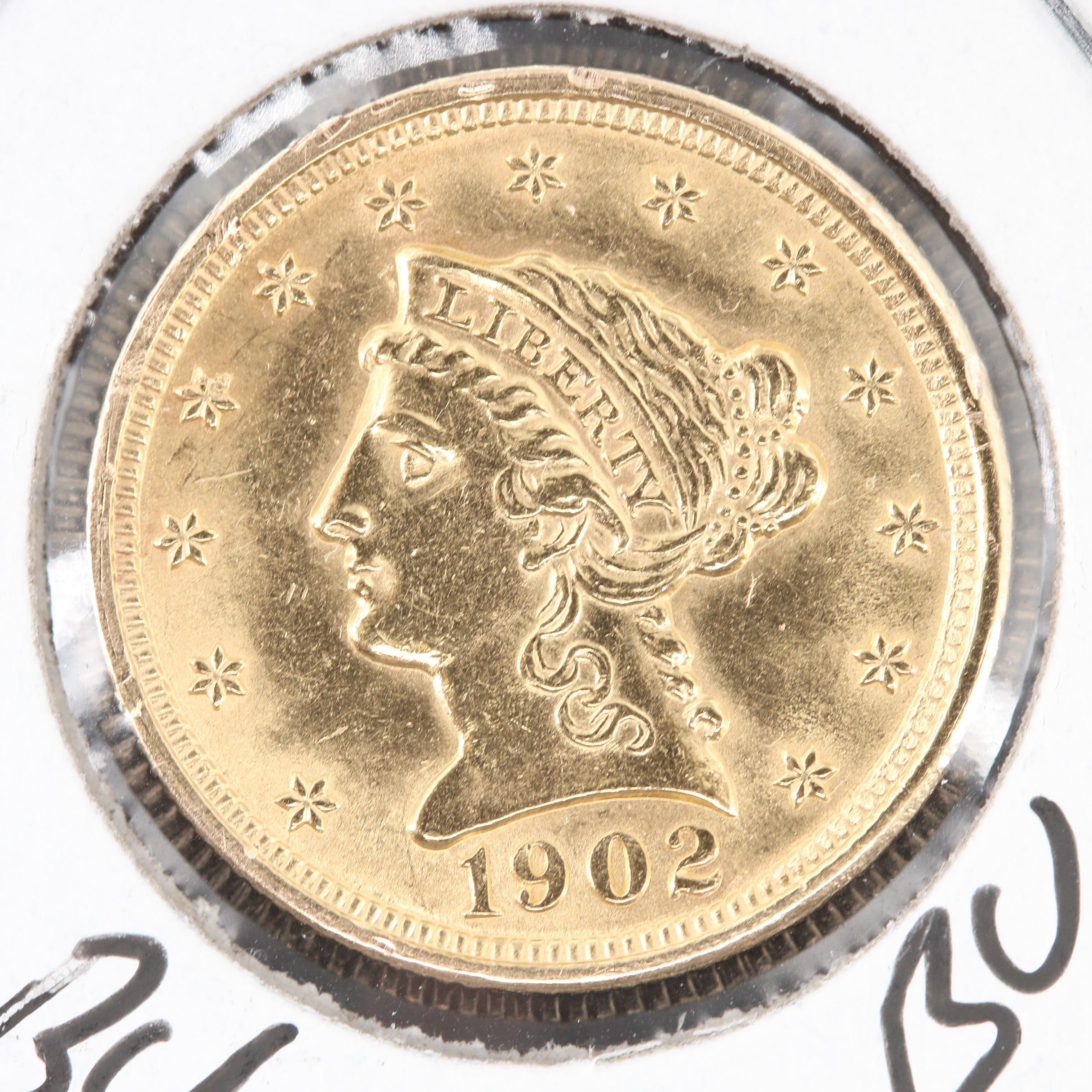 1902 Liberty Head Quarter Eagle 250 Gold Coin