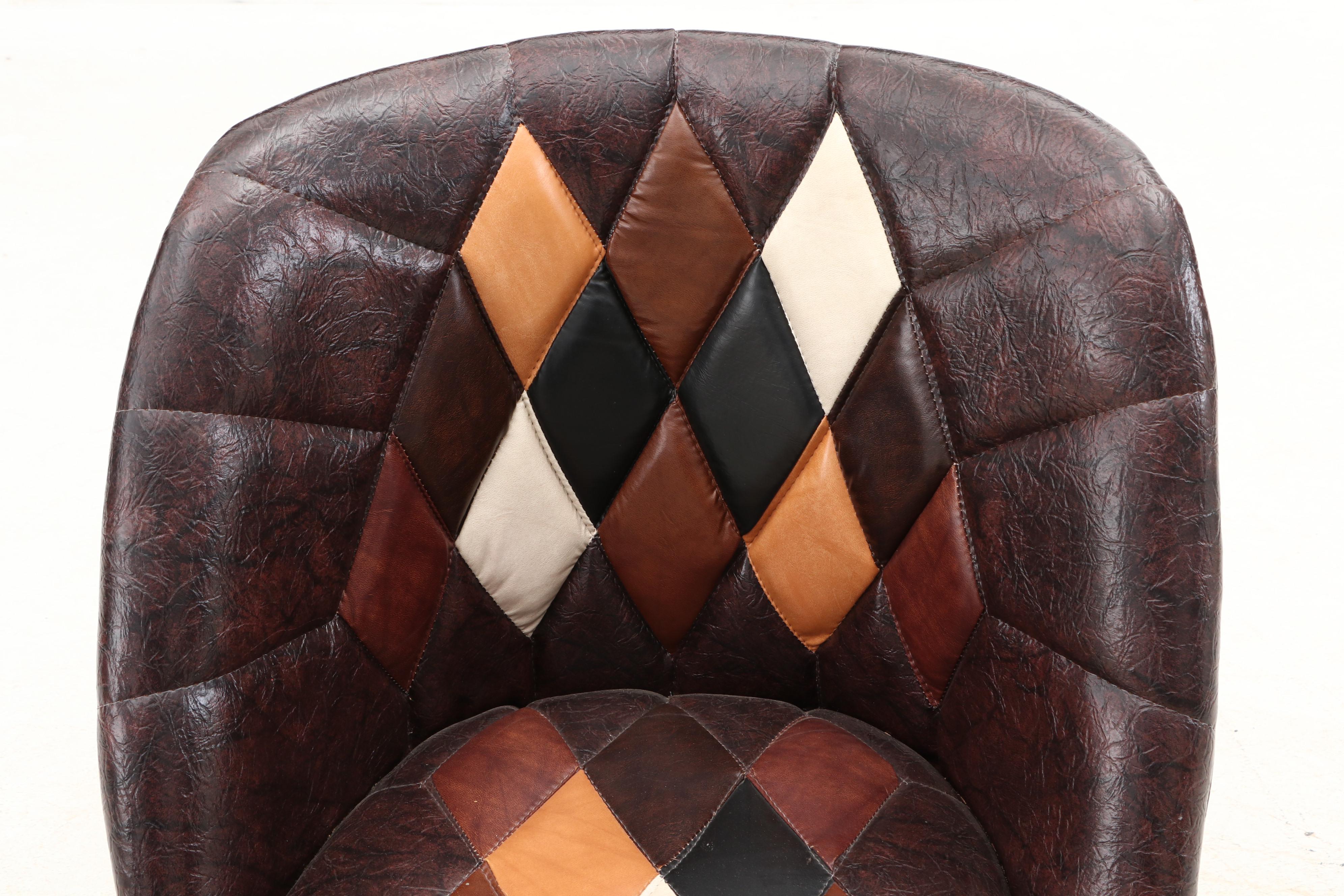 Diamond Tufted Vinyl Barrel Lounge Chair EBTH