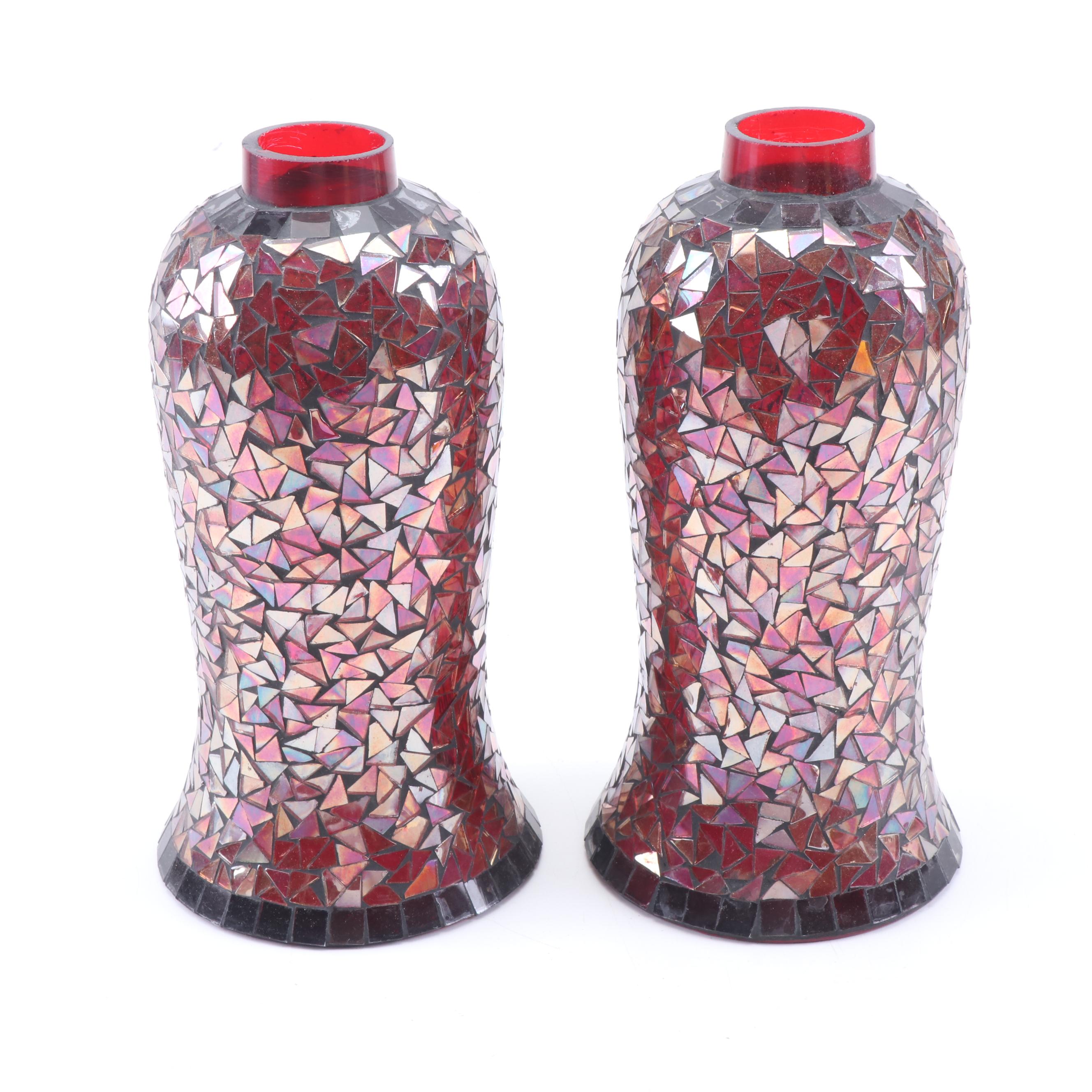 Bombay Company Mosaic Glass Candle Sconces EBTH