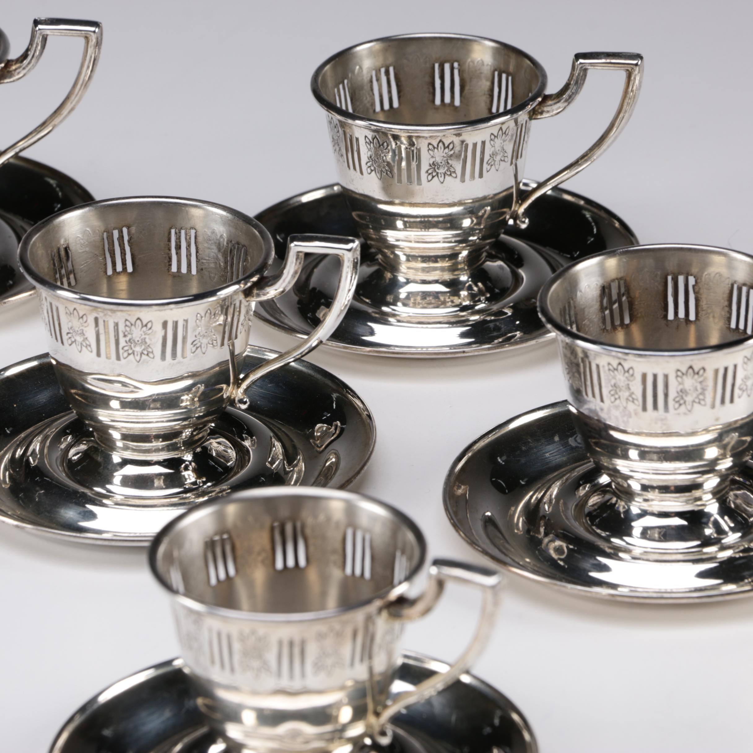 Lenox Sterling Demitasse Cup and Saucer Set with Porcelain Liners EBTH