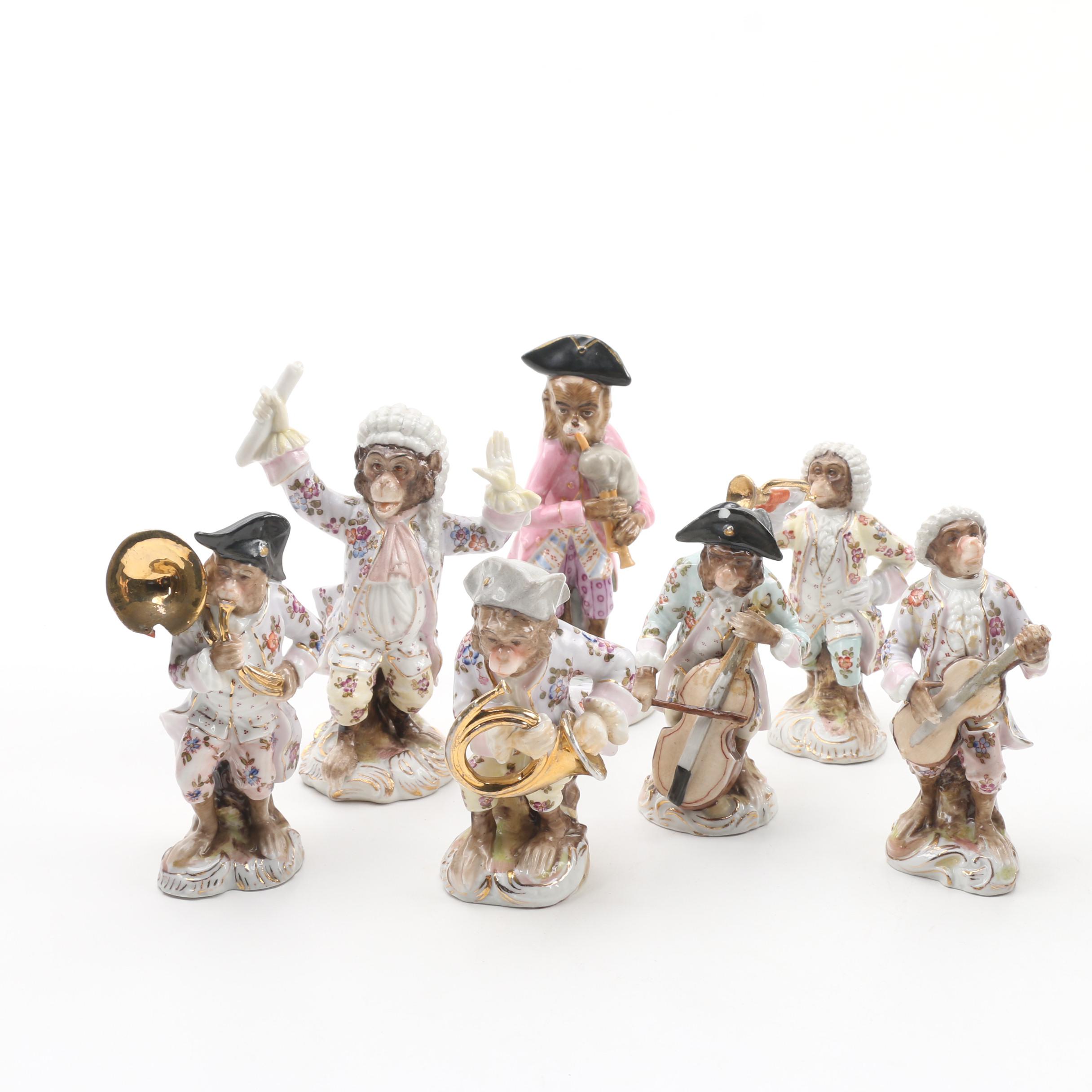 Meissen Inspired HandPainted Reproduction "Monkey Band" Porcelain