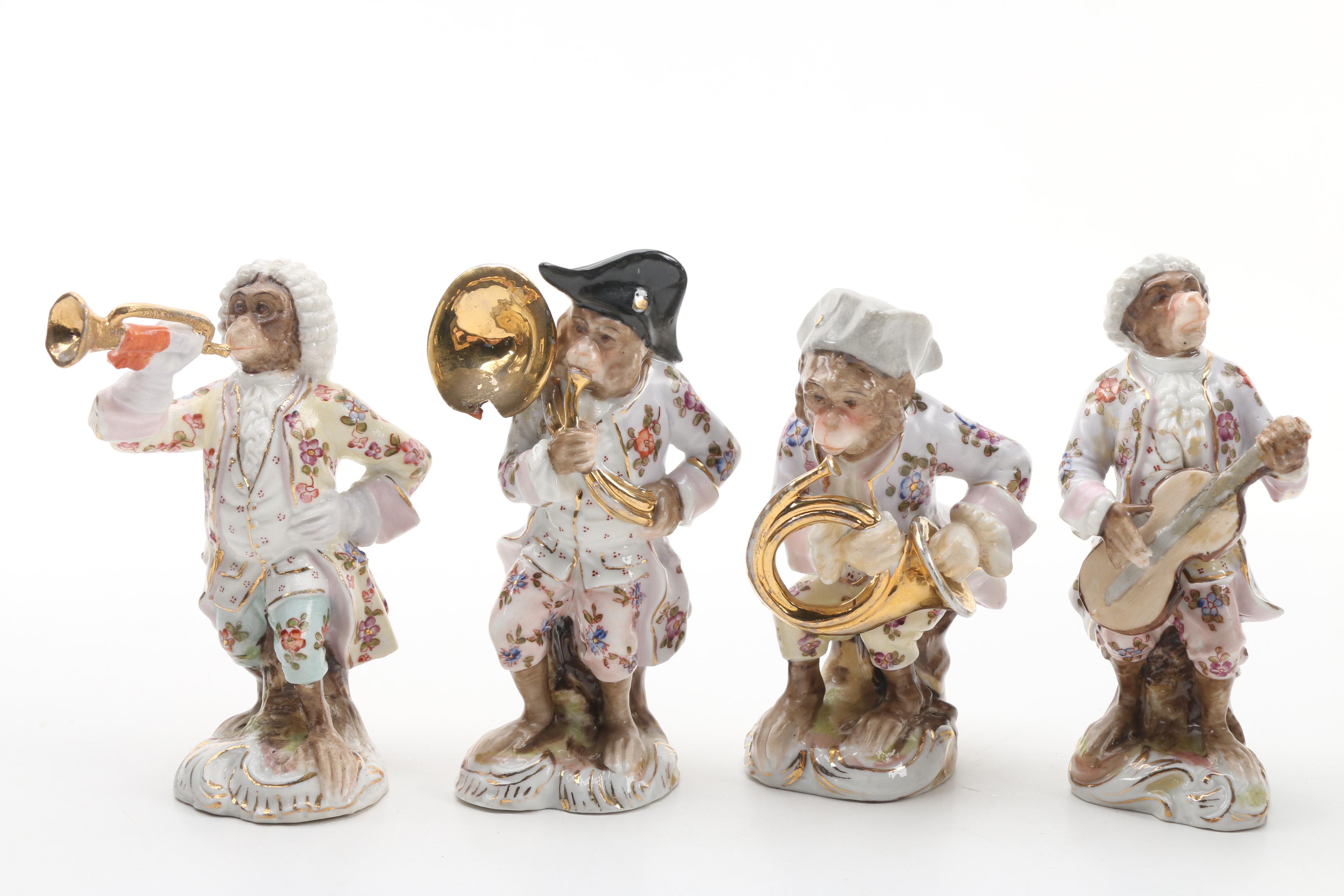 Meissen Inspired HandPainted Reproduction "Monkey Band" Porcelain