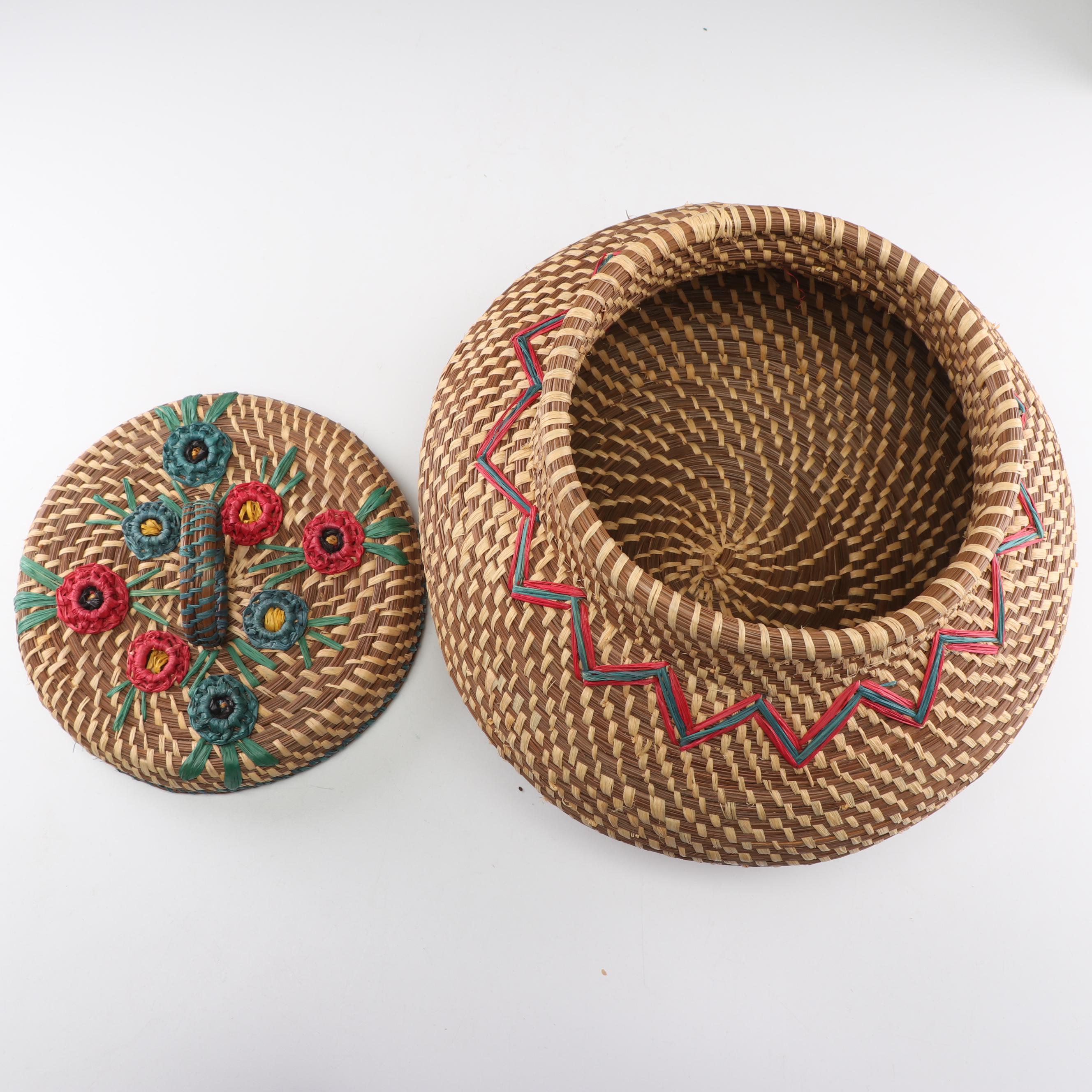 Handwoven Loretta Langley Coushatta Basket EBTH