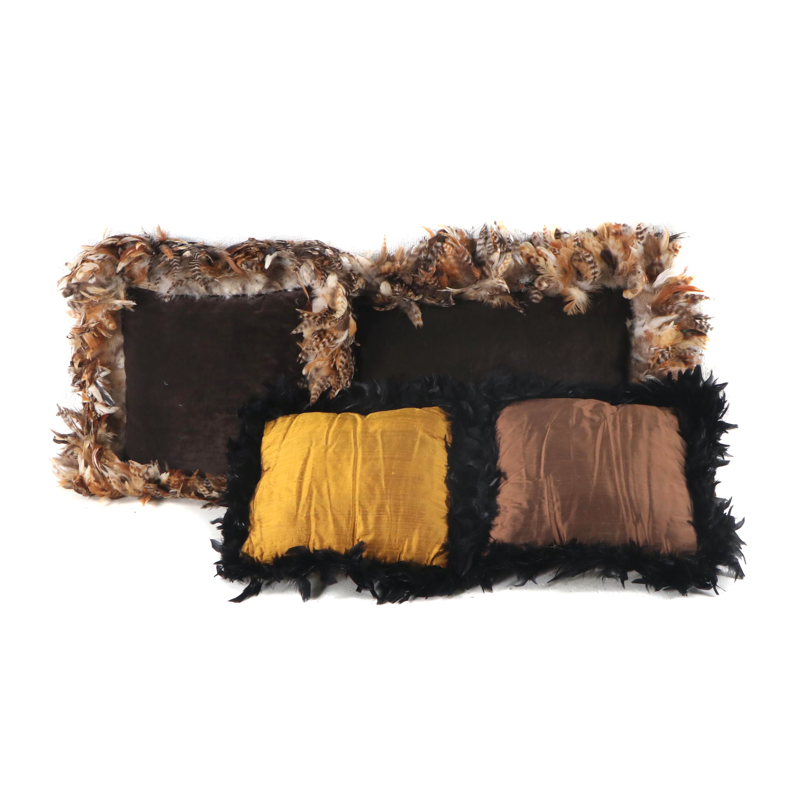 Canaan Company Feather Trimmed Decorative Throw Pillows Ebth