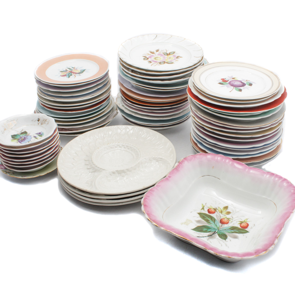 HandPainted Floral and FruitThemed Plates EBTH