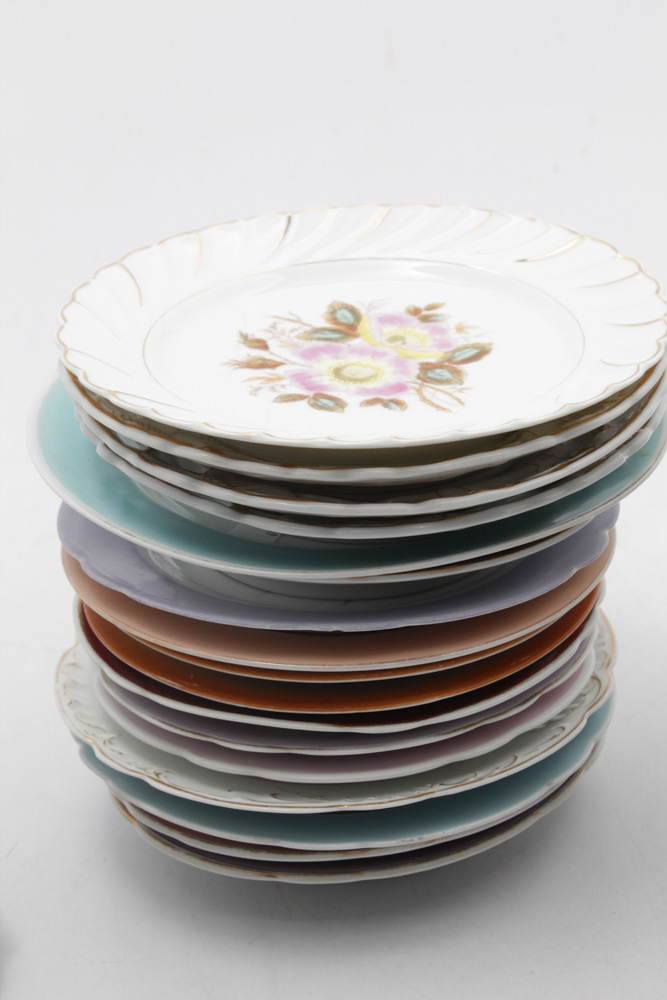 HandPainted Floral and FruitThemed Plates EBTH