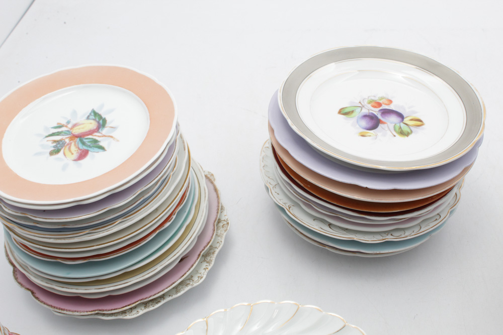 HandPainted Floral and FruitThemed Plates EBTH