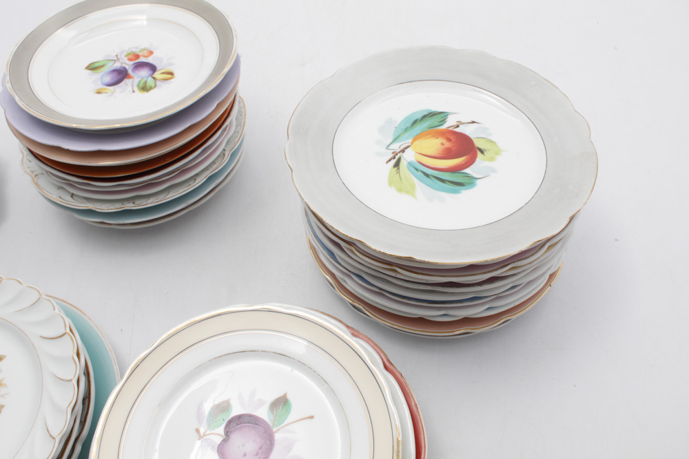 HandPainted Floral and FruitThemed Plates EBTH