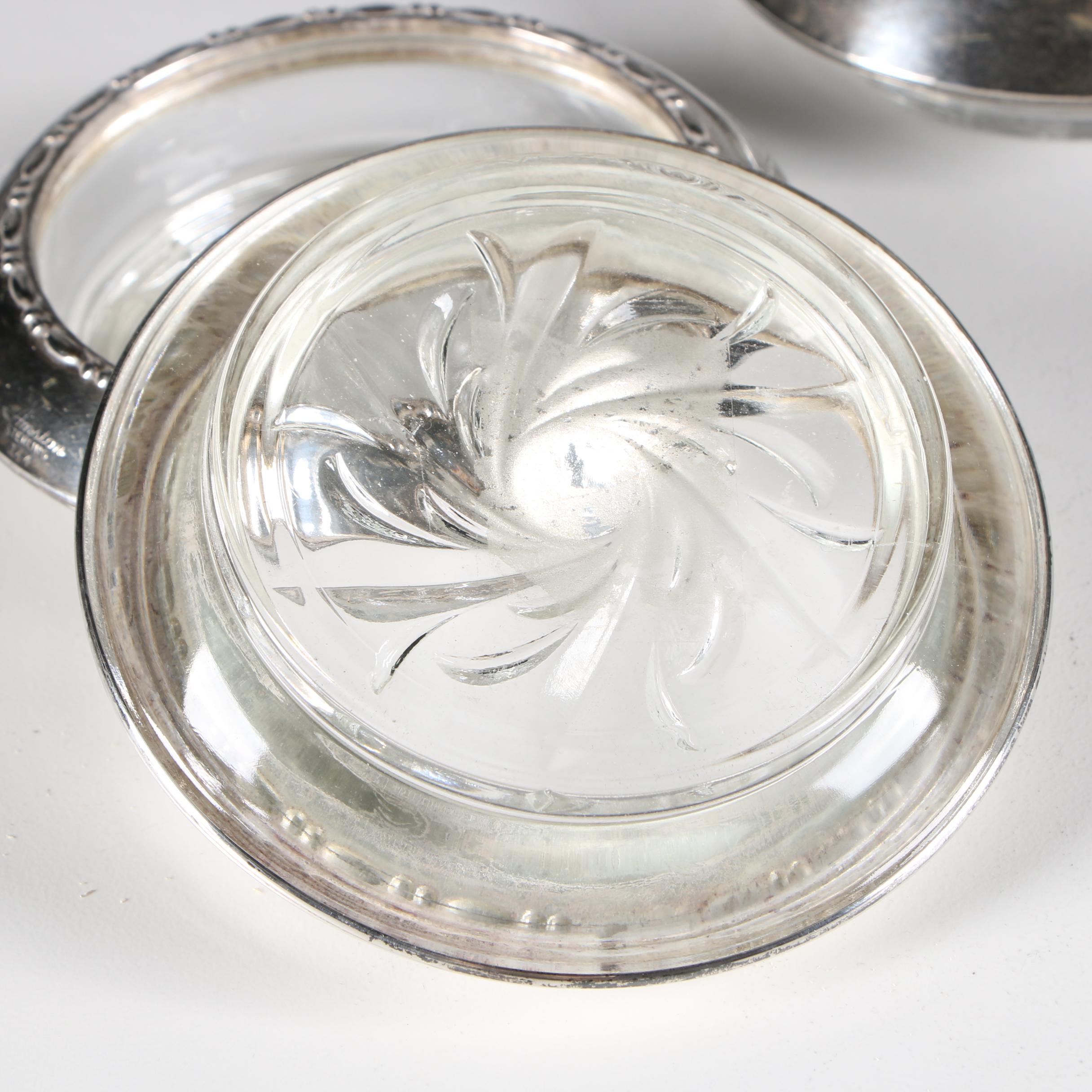 Amston Sterling Rimmed Glass Coaster Set EBTH