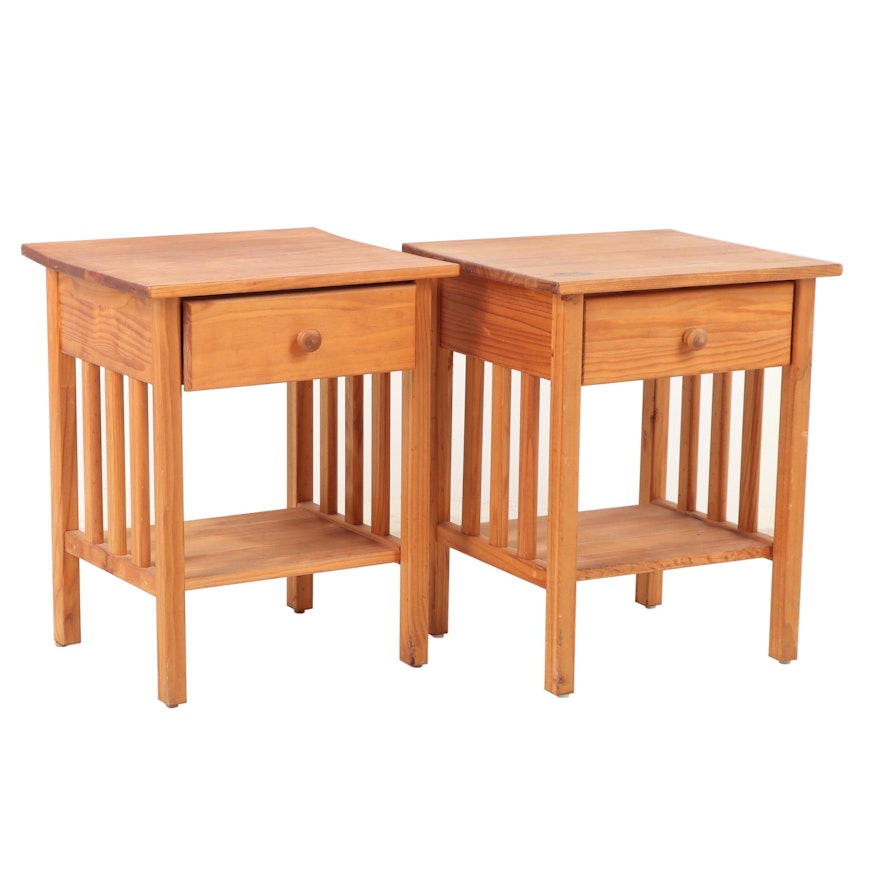 Cargo Furniture Mission Style Yellow Pine Side Tables Ebth
