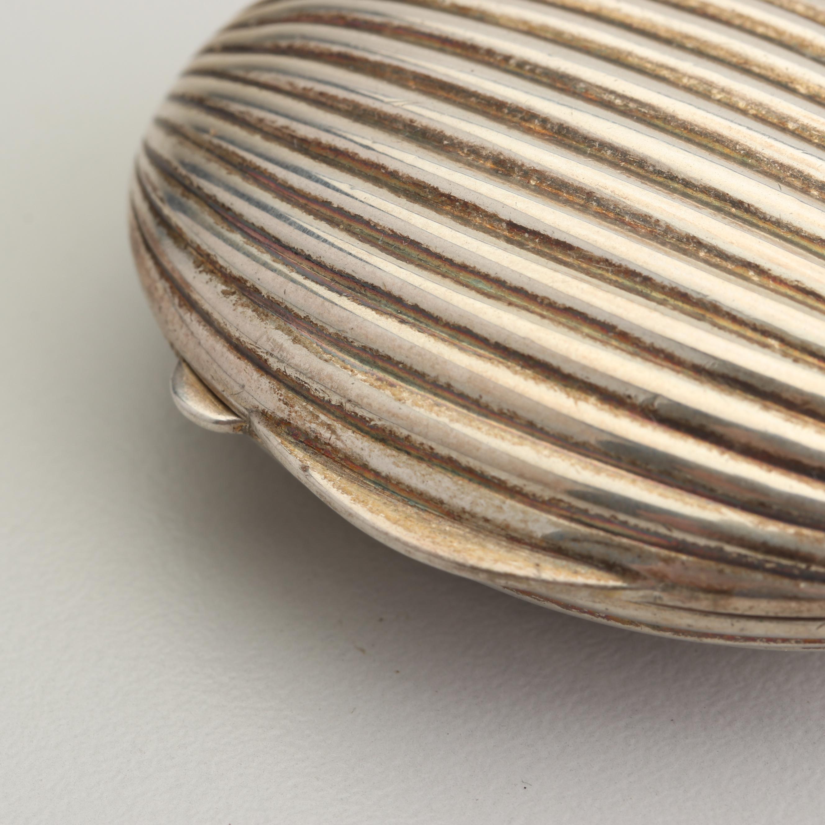 Tiffany & Co. Sterling Silver Grooved Clam Shell Pill Box ...