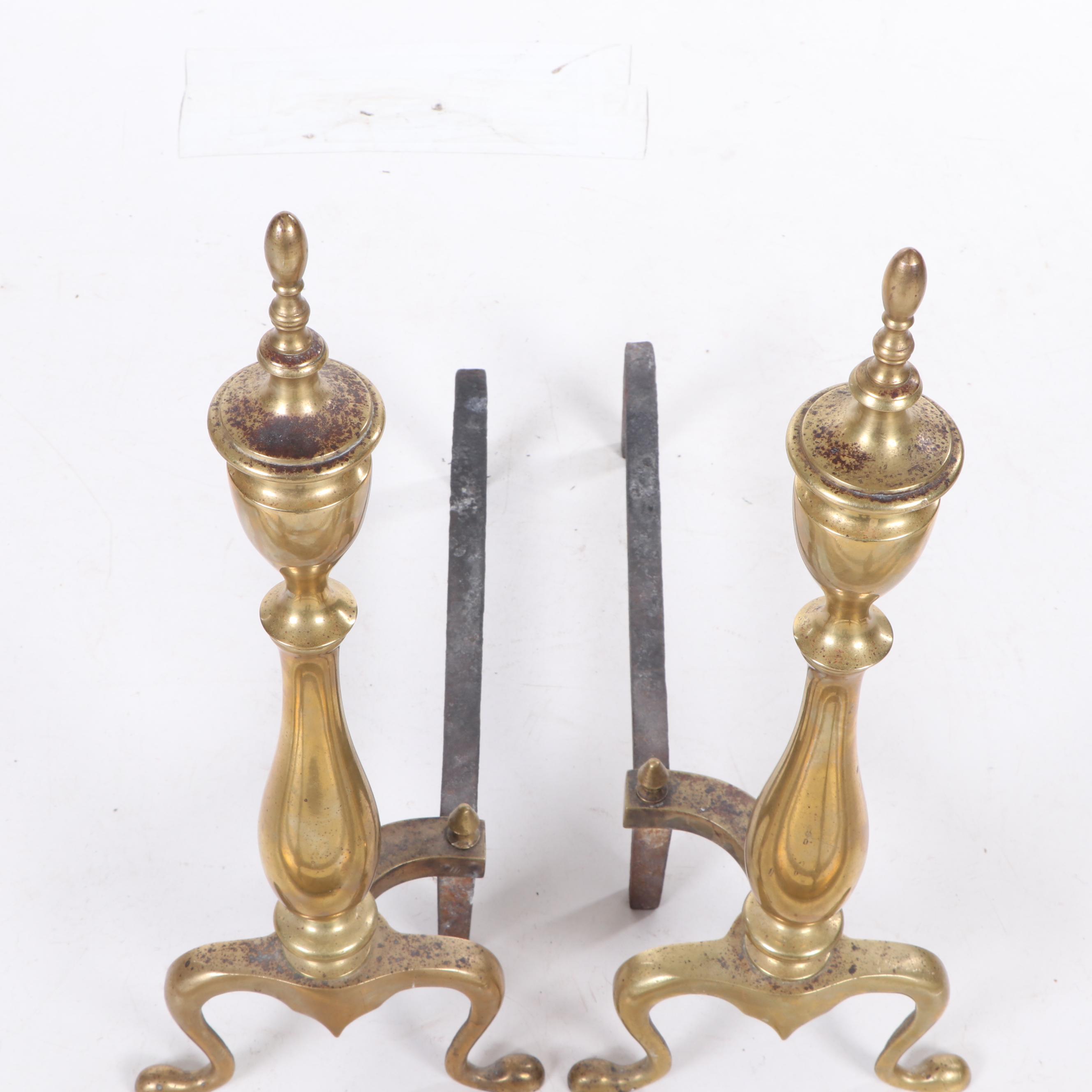 Federal Style Fireplace Andirons and Fender, Early 20th Century EBTH