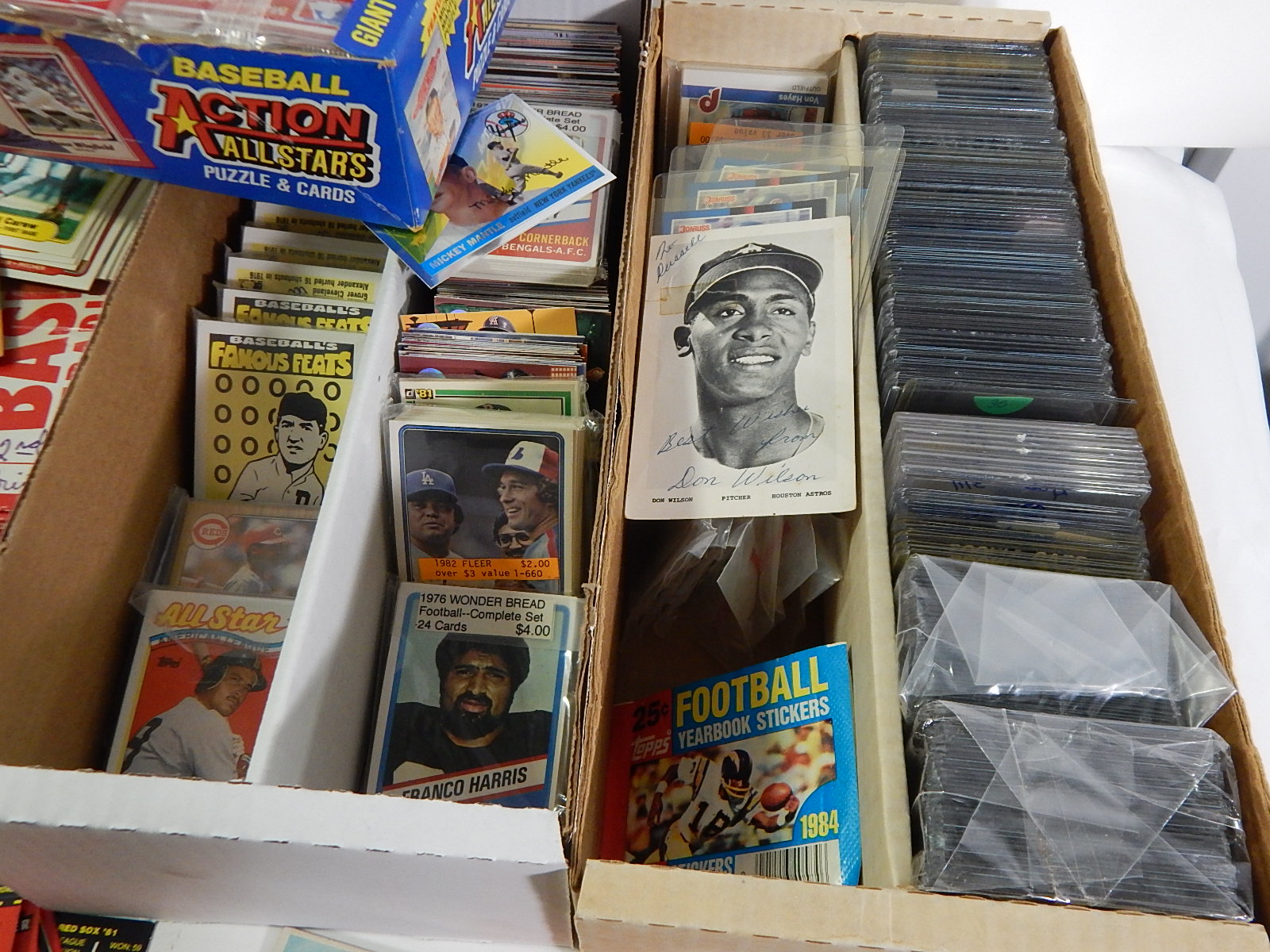Large Sports Card and Memorabilia Collection with Baseball and Football