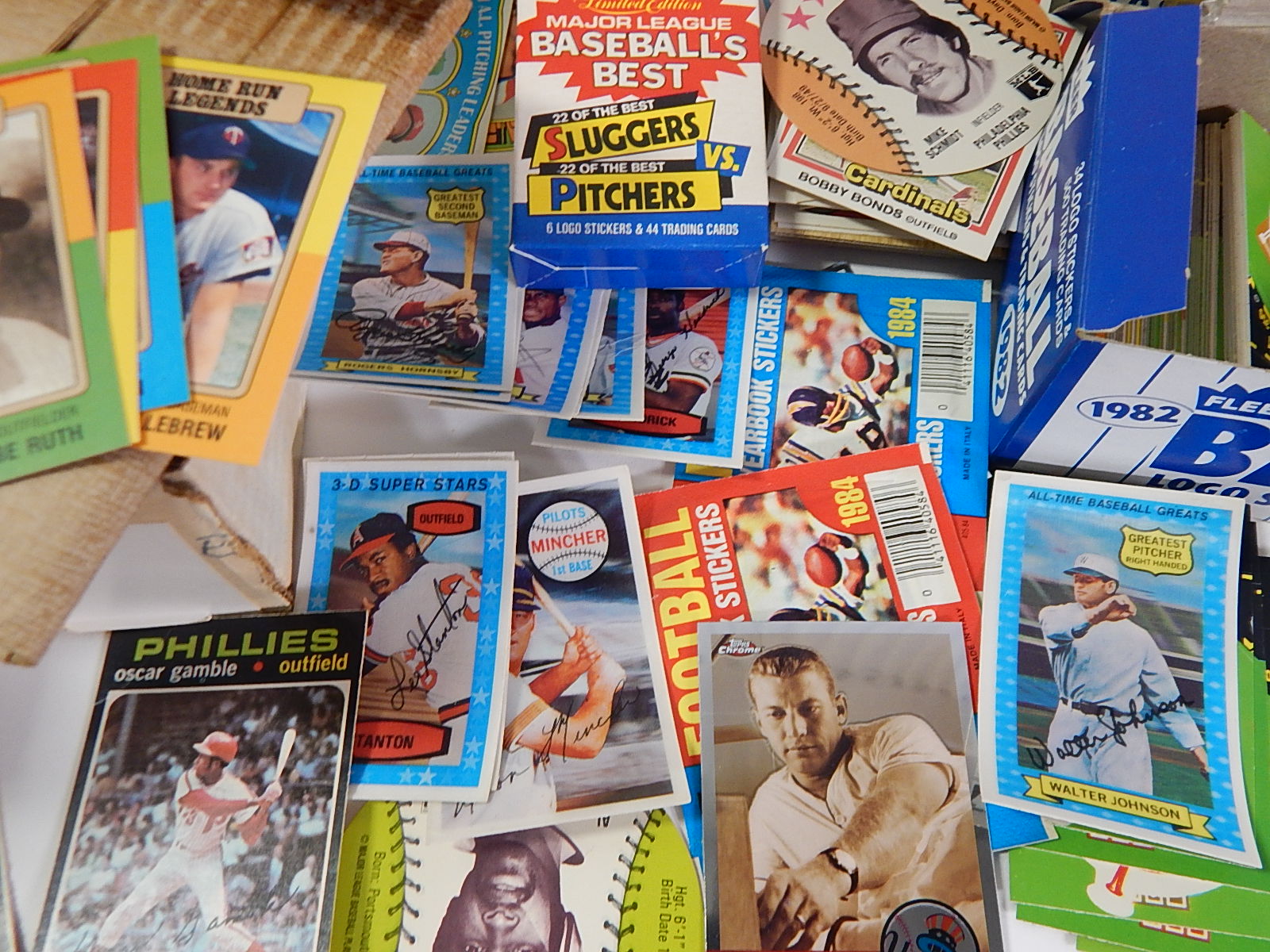 Large Sports Card and Memorabilia Collection with Baseball and Football