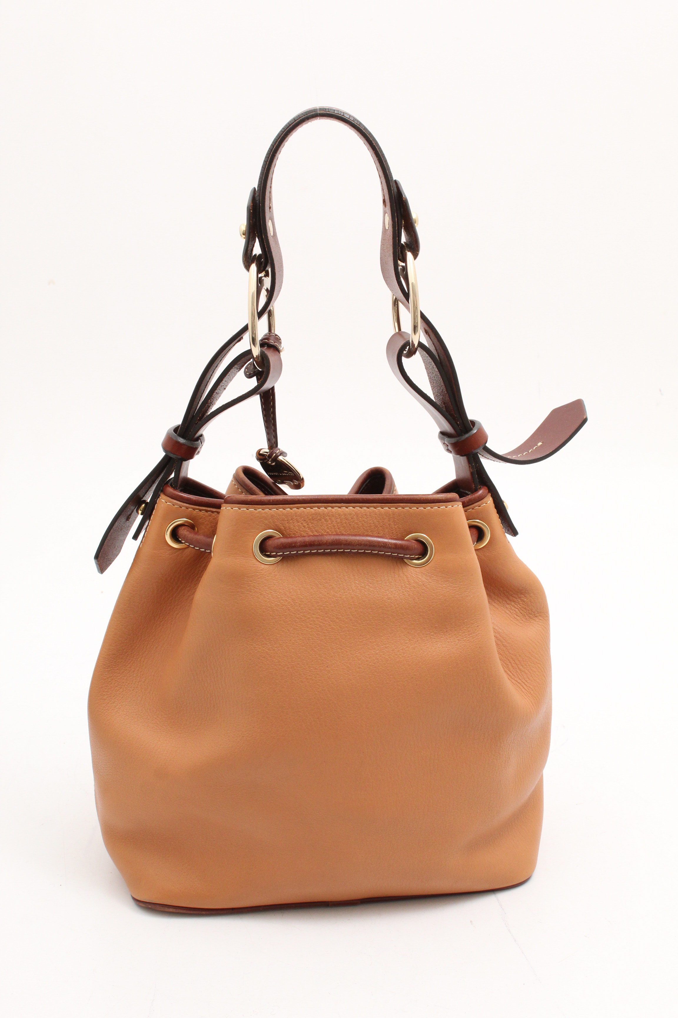 Dooney & Bourke Pebbled Leather Drawstring Bucket Bag in Desert EBTH