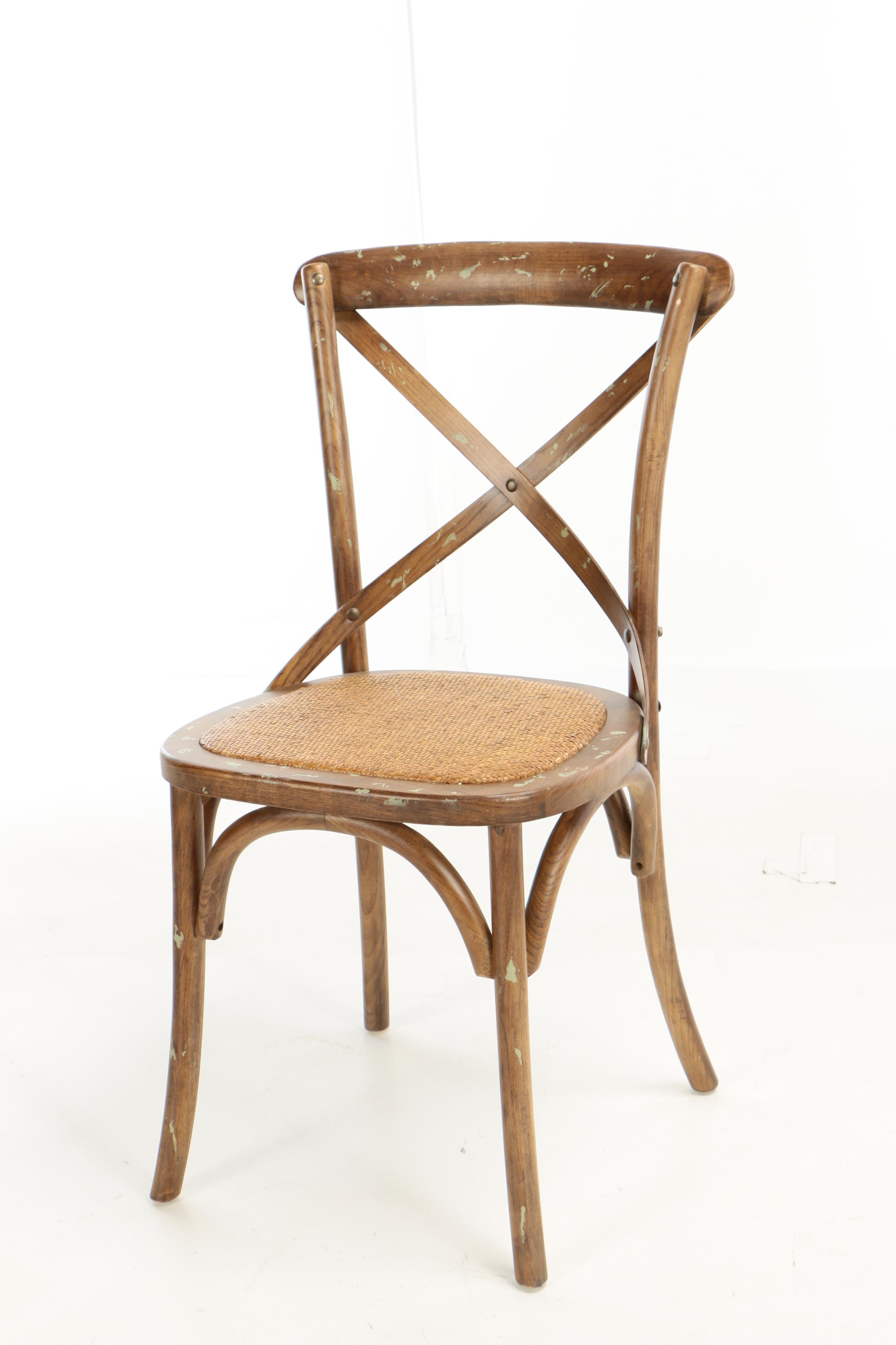 Eight Arhaus Furniture "Cadence" Oak and Seagrass Dining Chairs EBTH