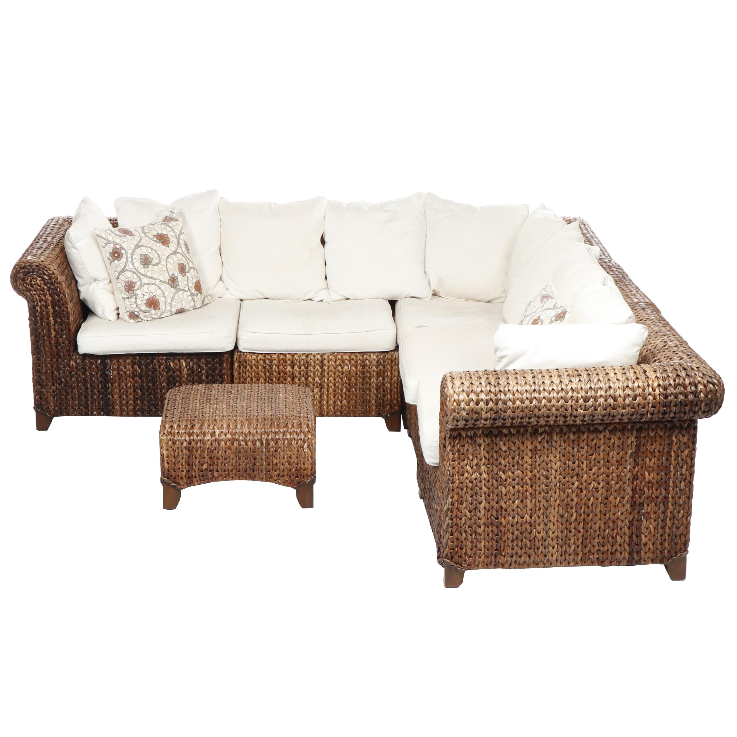 Pottery Barn Woven Rattan Sectional Patio Set EBTH