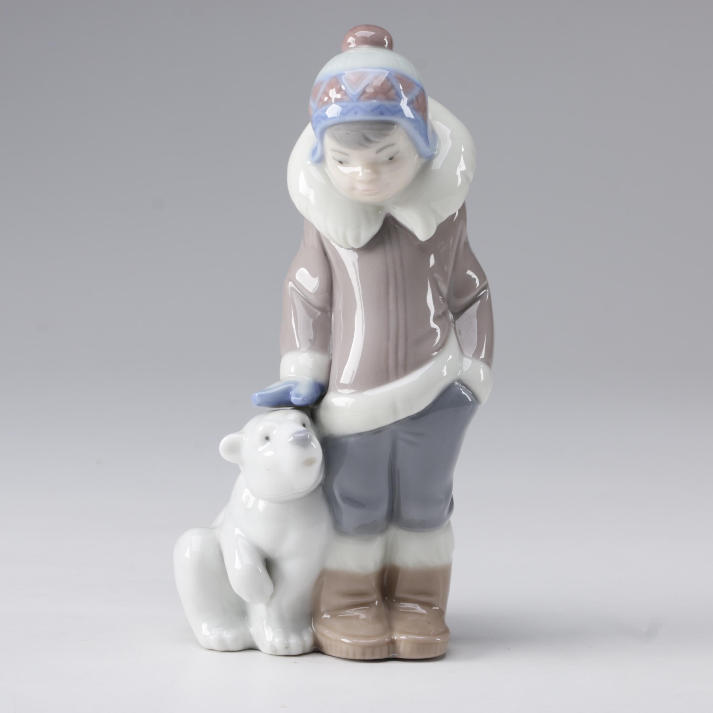 lladro eskimo boy with polar bear
