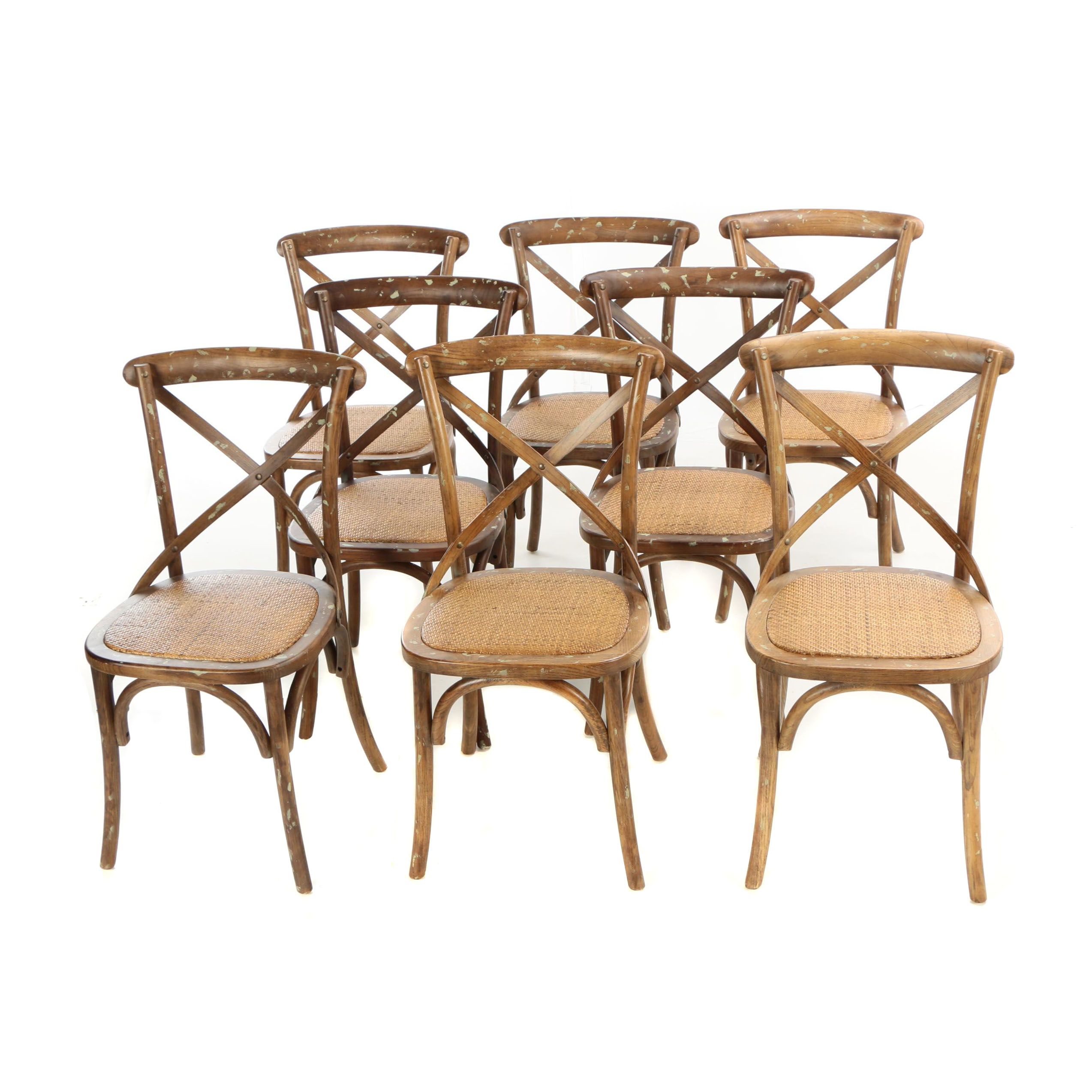 Eight Arhaus Furniture Cadence Oak And Seagrass Dining Chairs