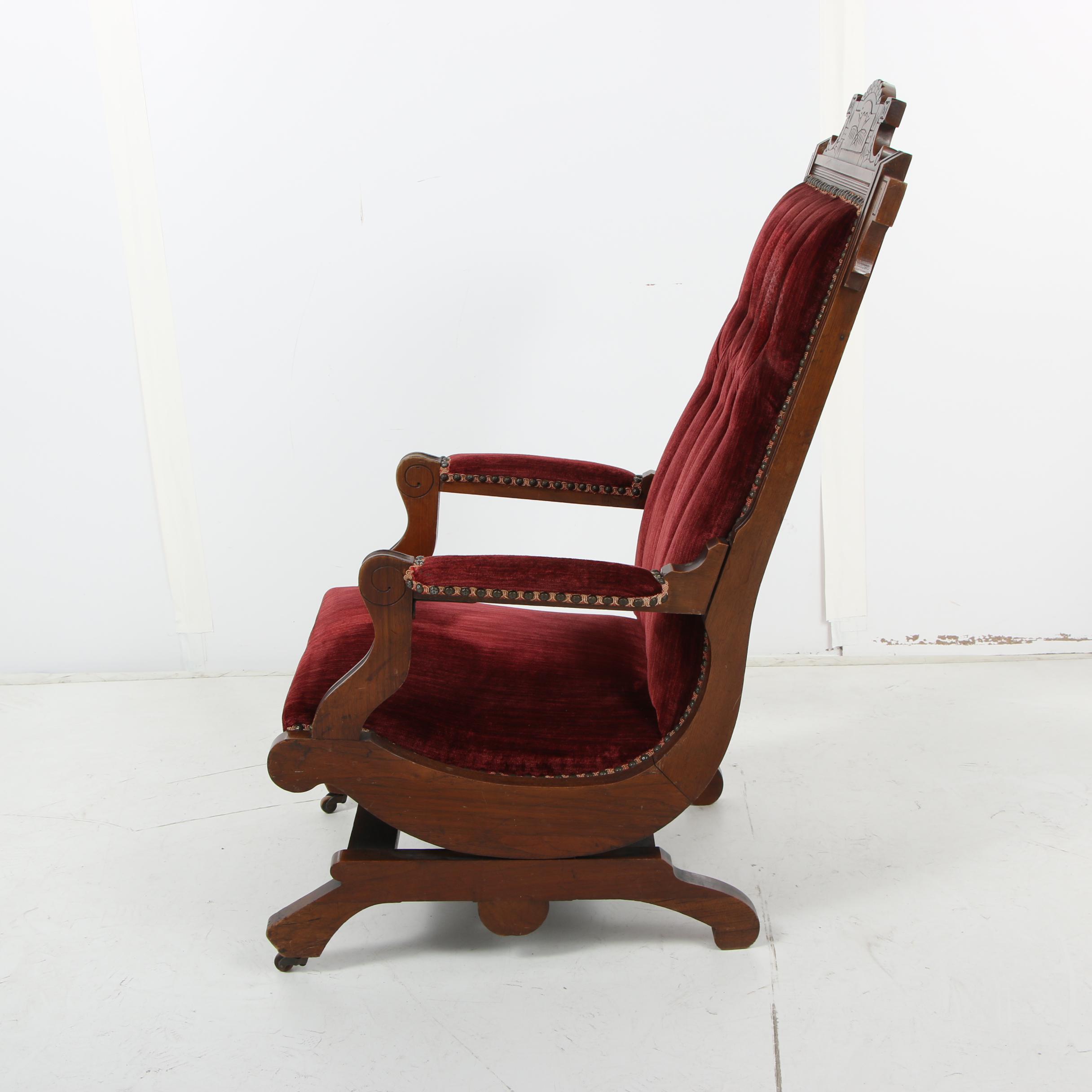 Eastlake Victorian Carved Walnut Platform Rocker, circa 1900 EBTH