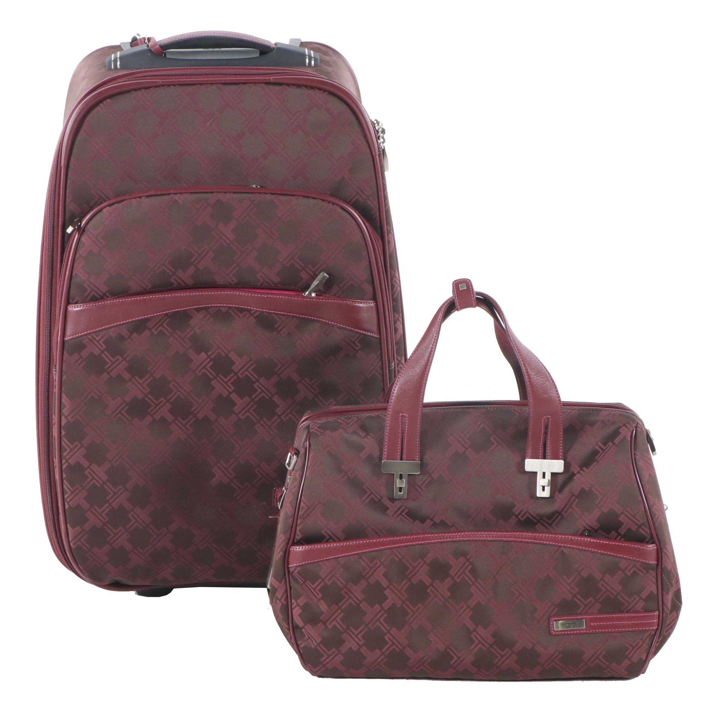 Tumi Signature Collection Jacquard and Leather Weekender Bag and Carry