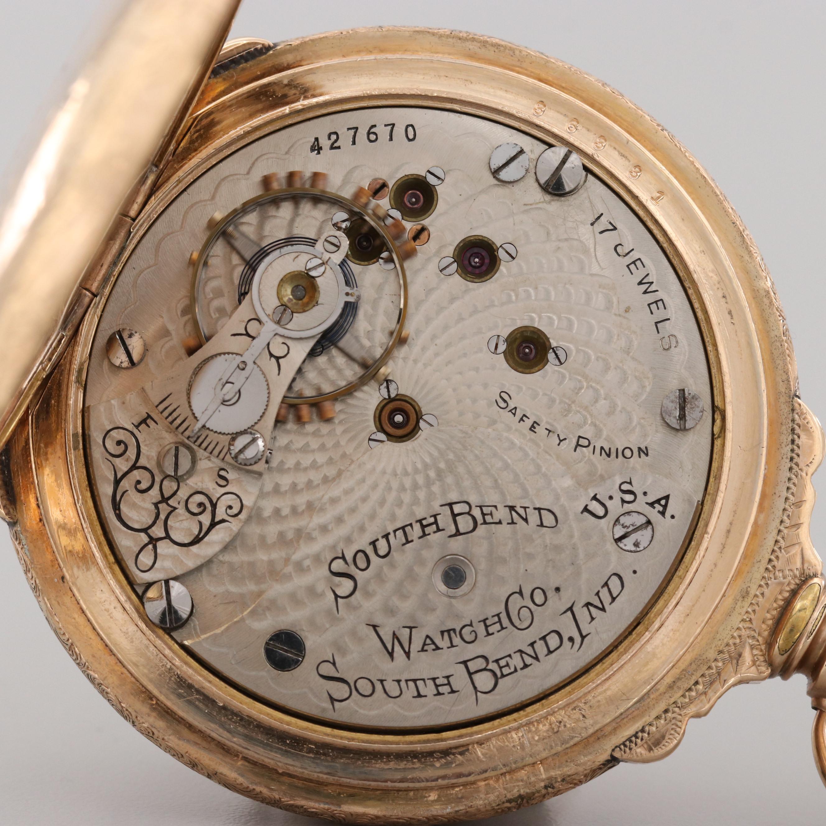 South Bend Gold Filled Box Hinged Pocket Watch, 1906 EBTH