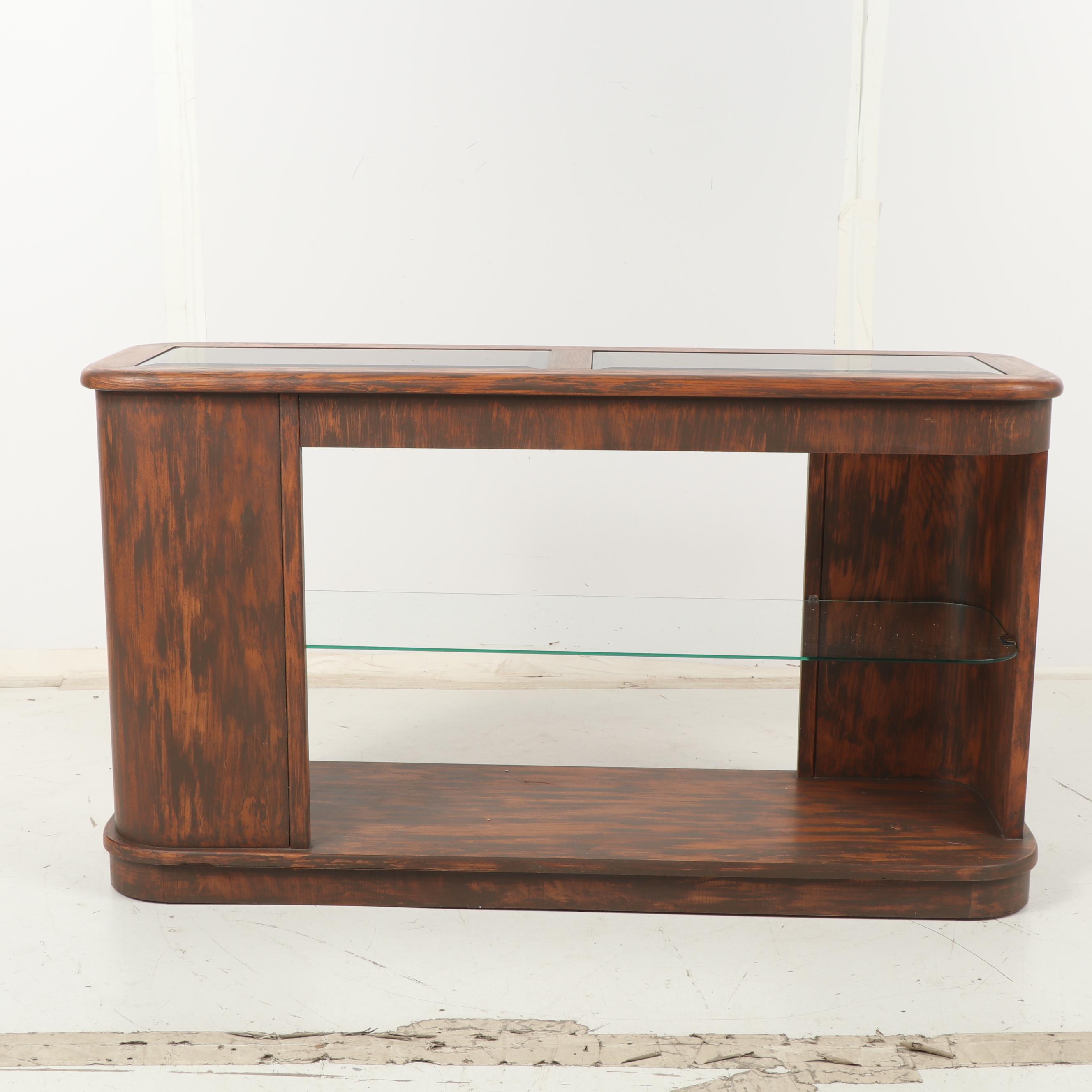 Contemporary Glass and Wood Console Table EBTH