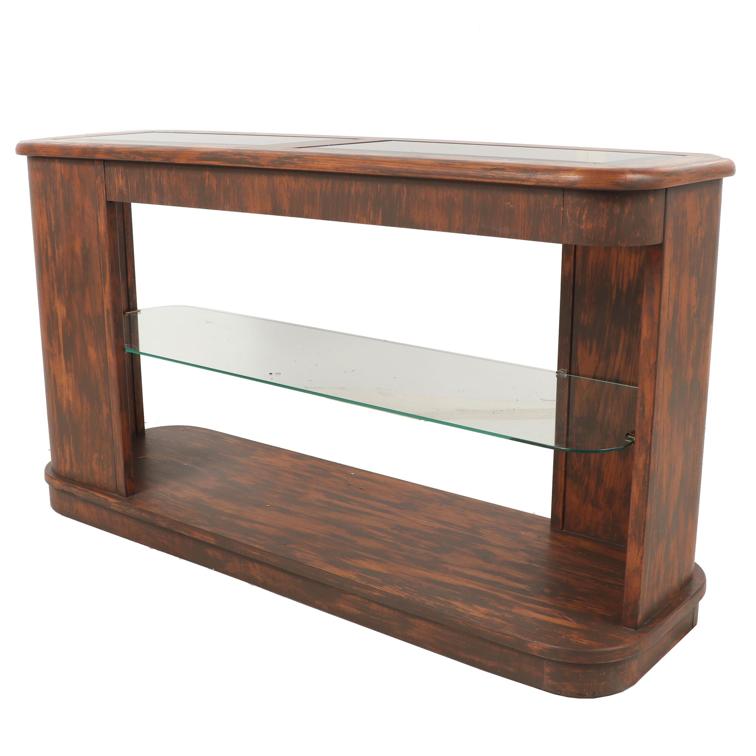 Contemporary Glass and Wood Console Table EBTH