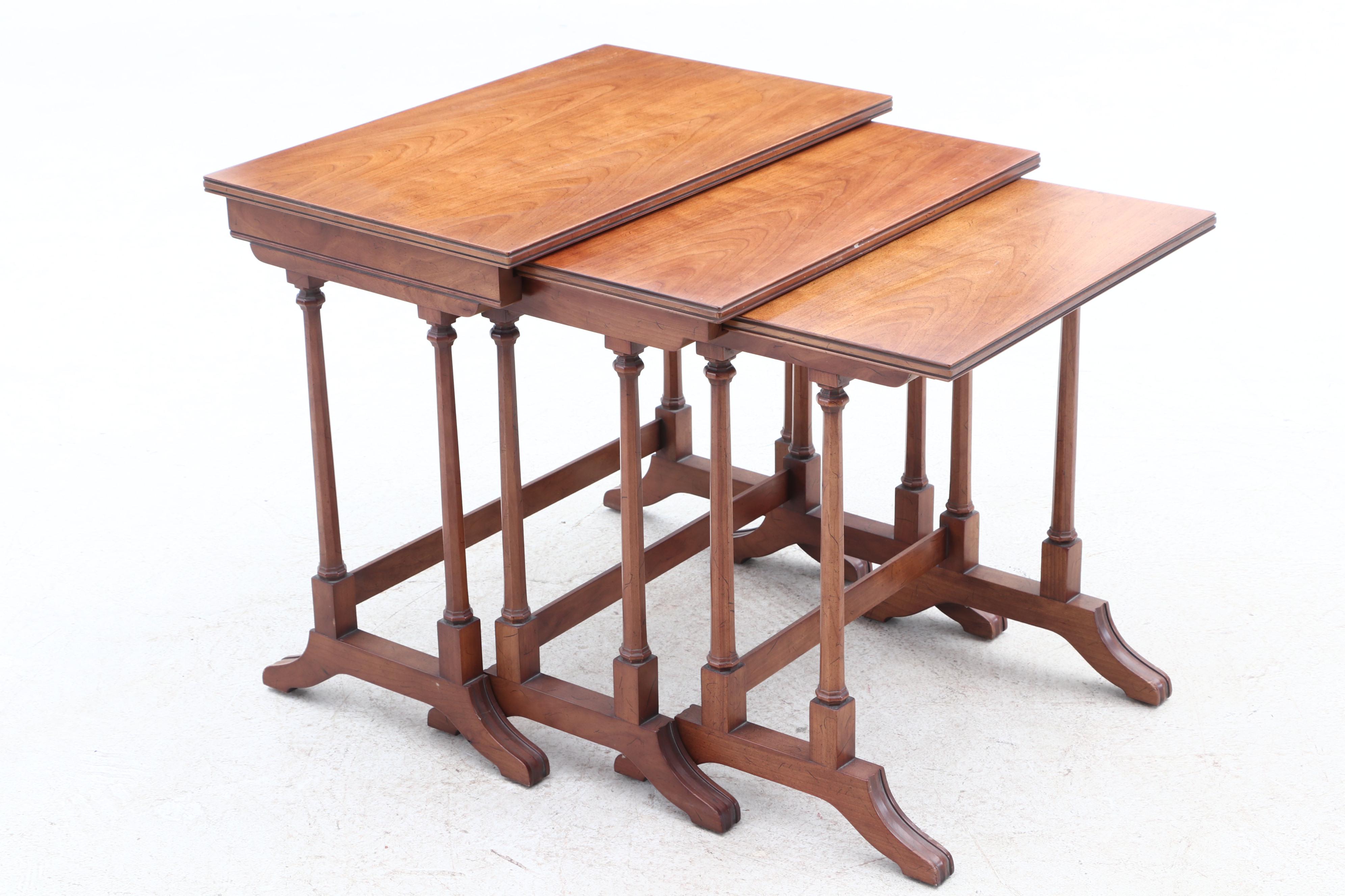 Henredon Trestle Base Walnut Nesting Tables EBTH