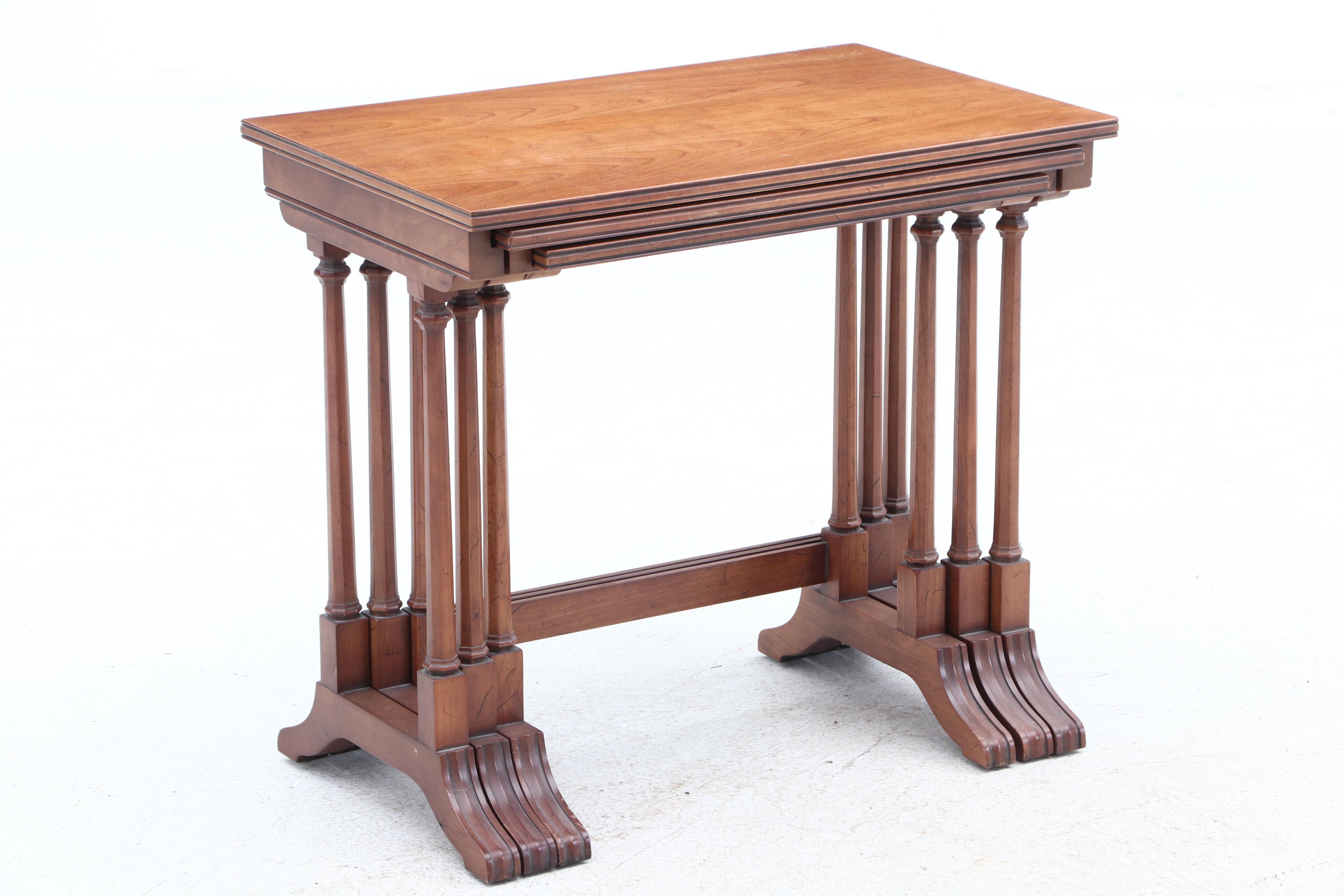 Henredon Trestle Base Walnut Nesting Tables EBTH