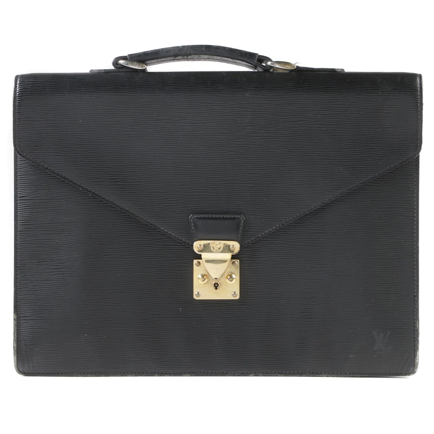 Louis Vuitton Paris Black Epi Leather Serviette Conseiller Briefcase, 1997 | EBTH