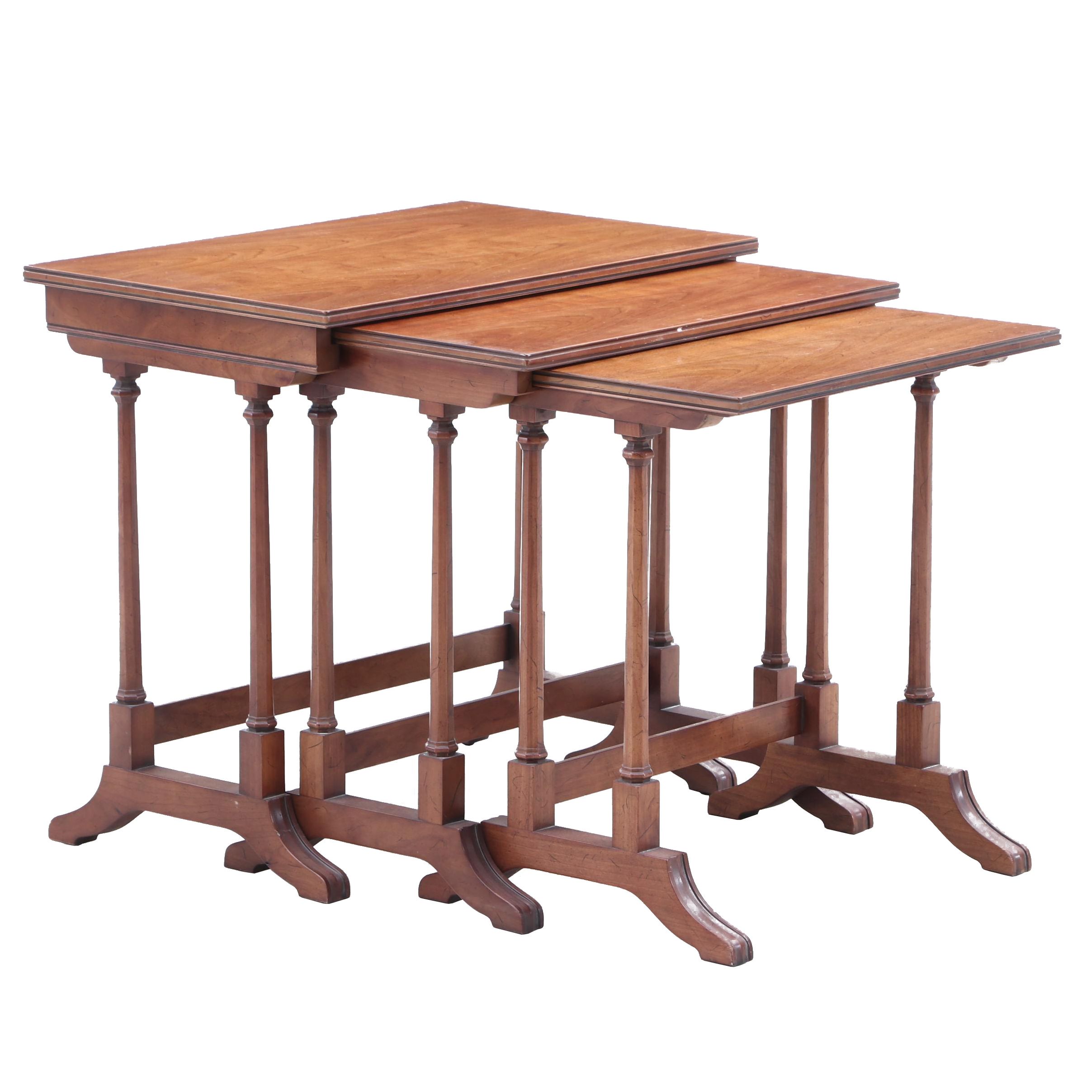 Henredon Trestle Base Walnut Nesting Tables EBTH