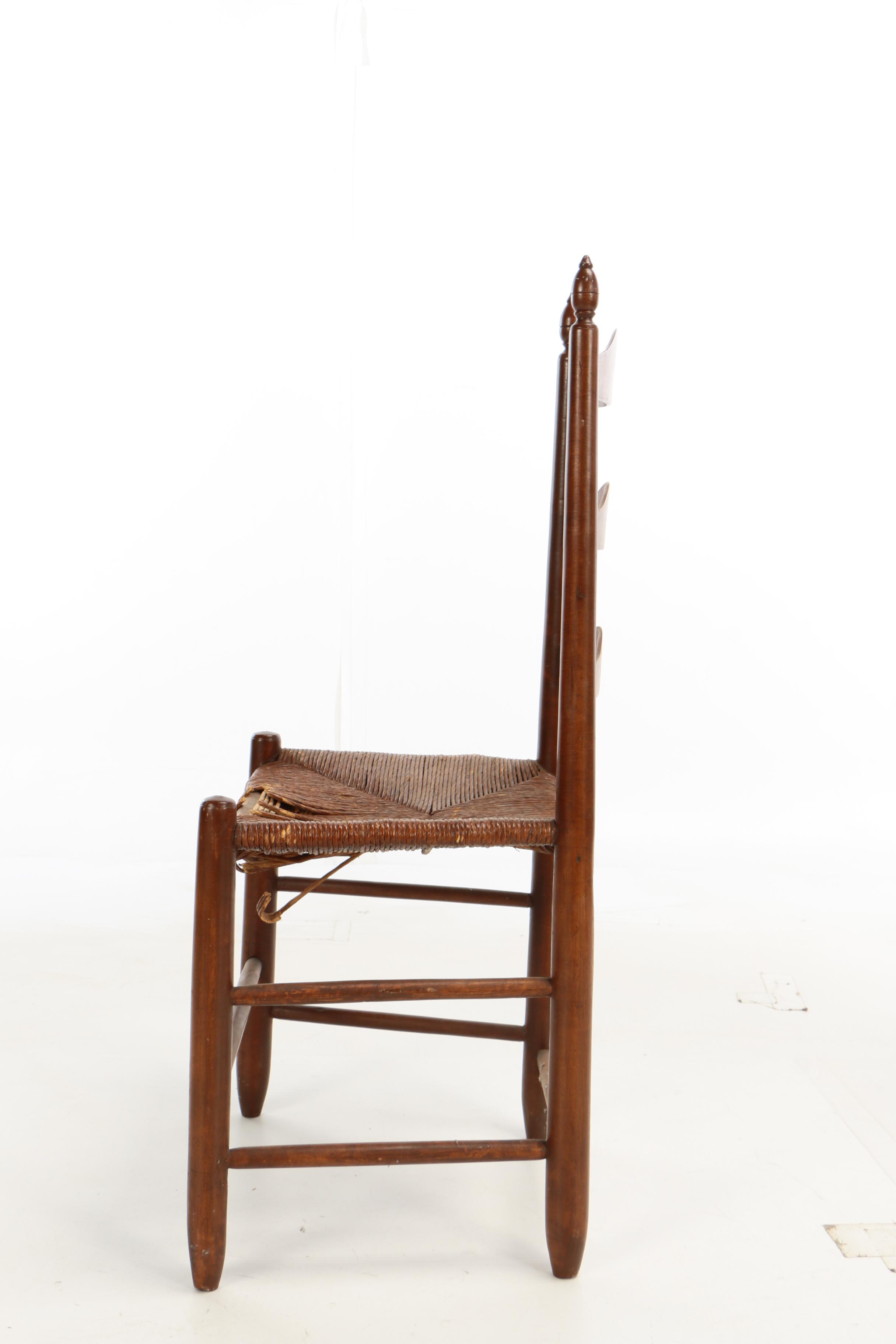 Early American Style Maple Ladderback Chair with Rushed Seat, Early