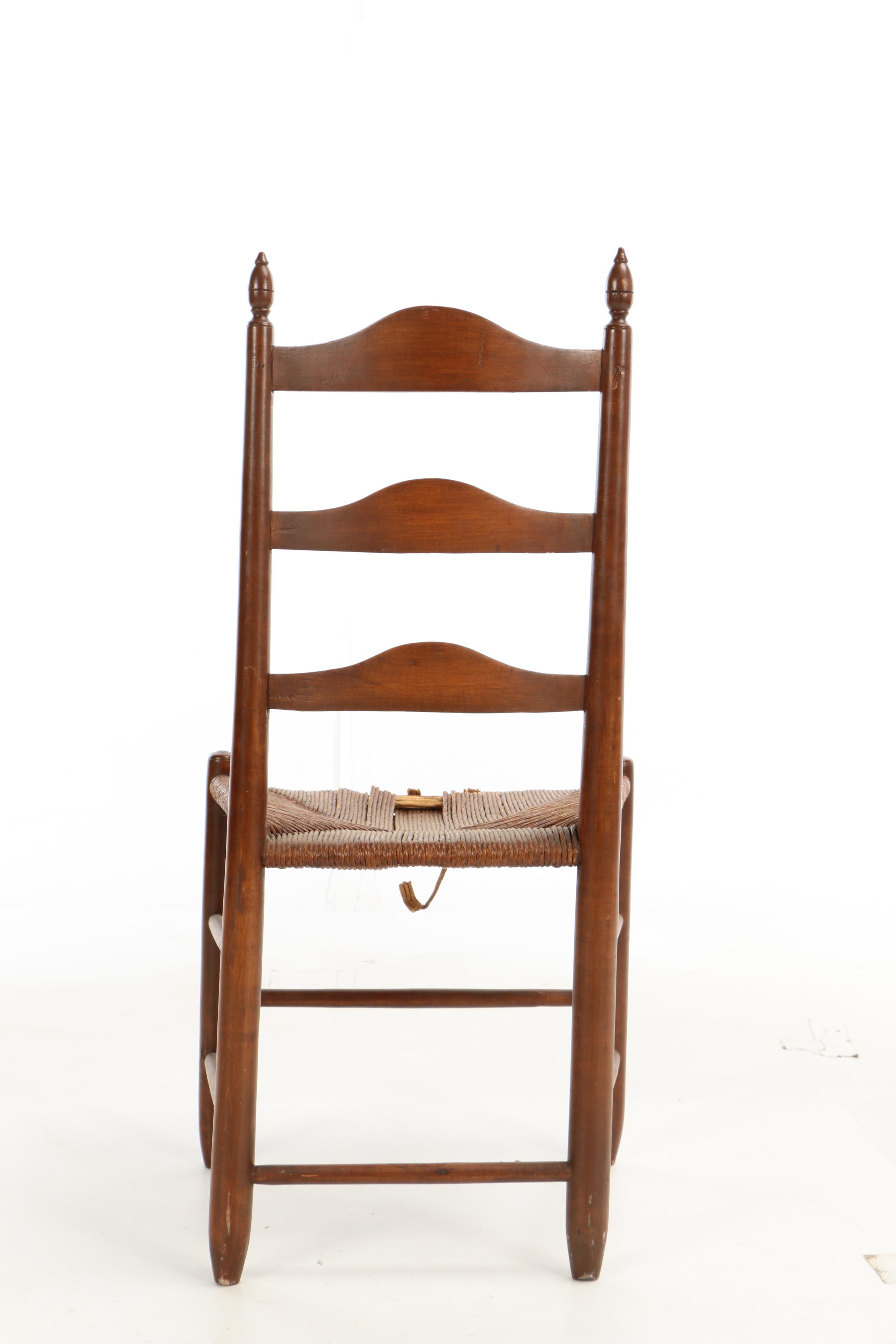 Early American Style Maple Ladderback Chair with Rushed Seat, Early
