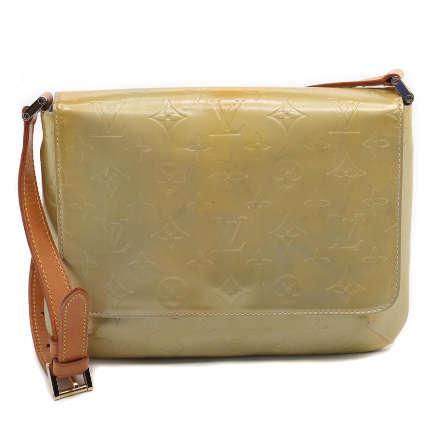 Auth Louis Vuitton Monogram Vernis Thompson Street M91008 Shoulder Bag  Beige