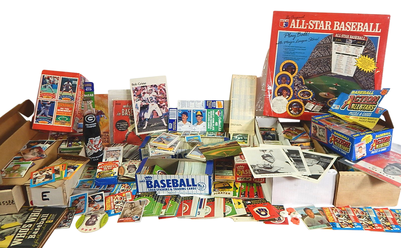 Large Sports Card and Memorabilia Collection with Baseball and Football